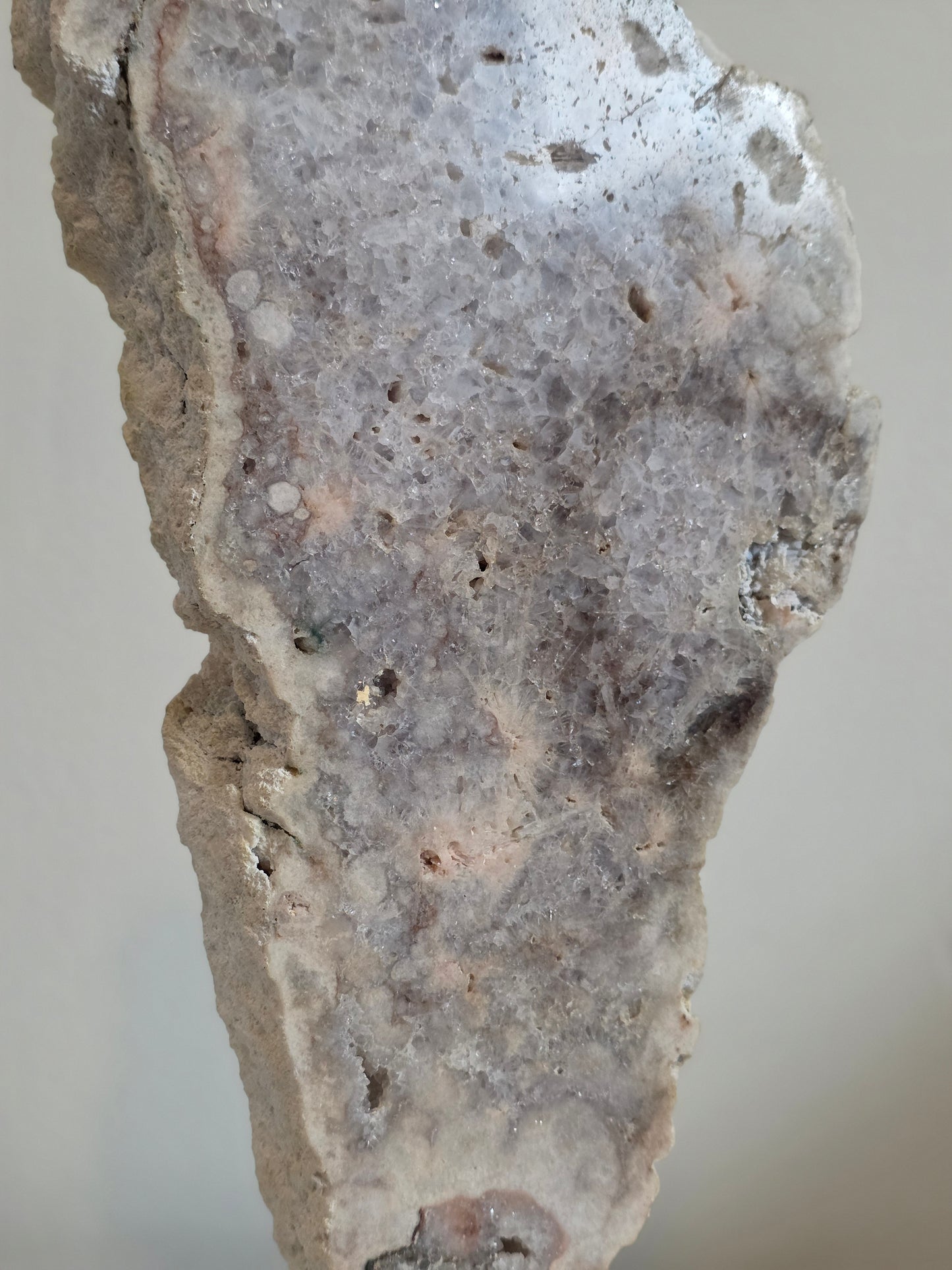 Pink Amethyst Druzy Slice 4.08lbs on Stand - Crystal Free-form Polished