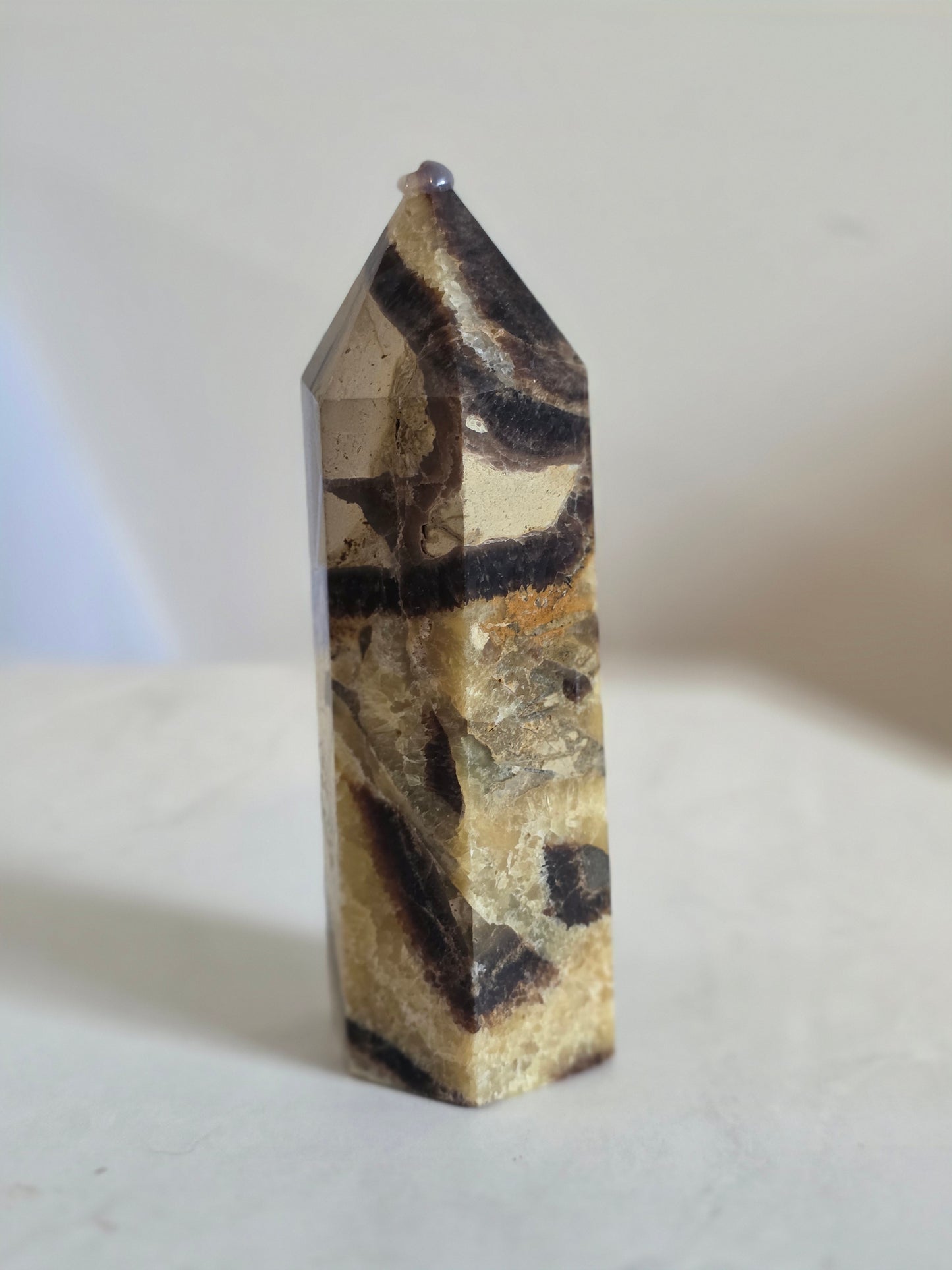 Septarian nodule point - Dragon Stone Tower UV reactive