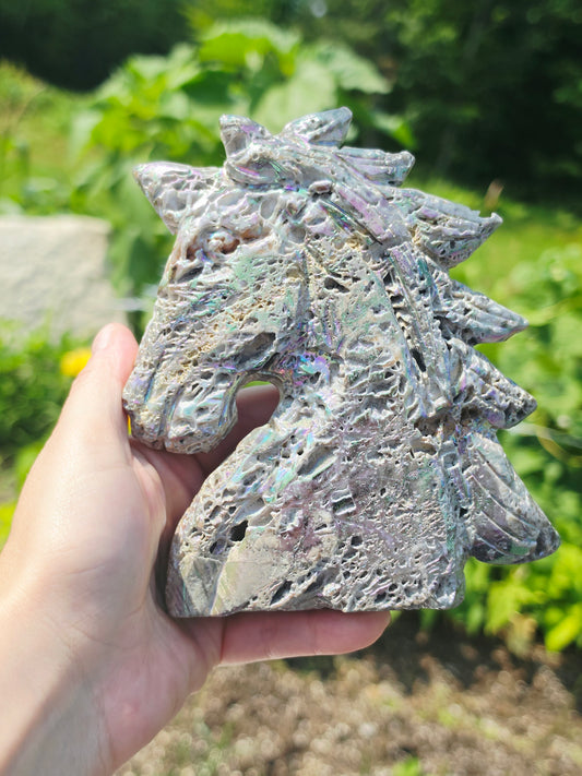 Aura Sphalerite unicorn carving 680grams Crystal Mineral