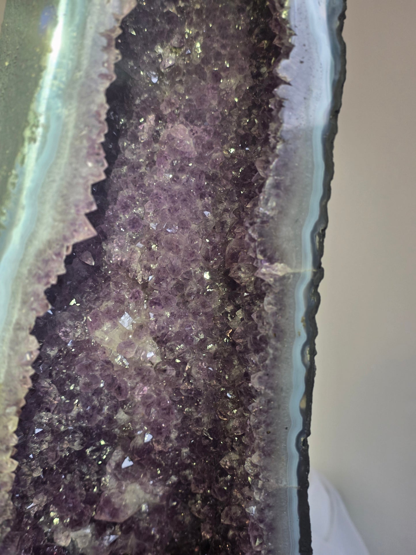 Amethyst Cathedral 61 lbs on Wood Custom Stand- Statement Piece High Quality Crystal