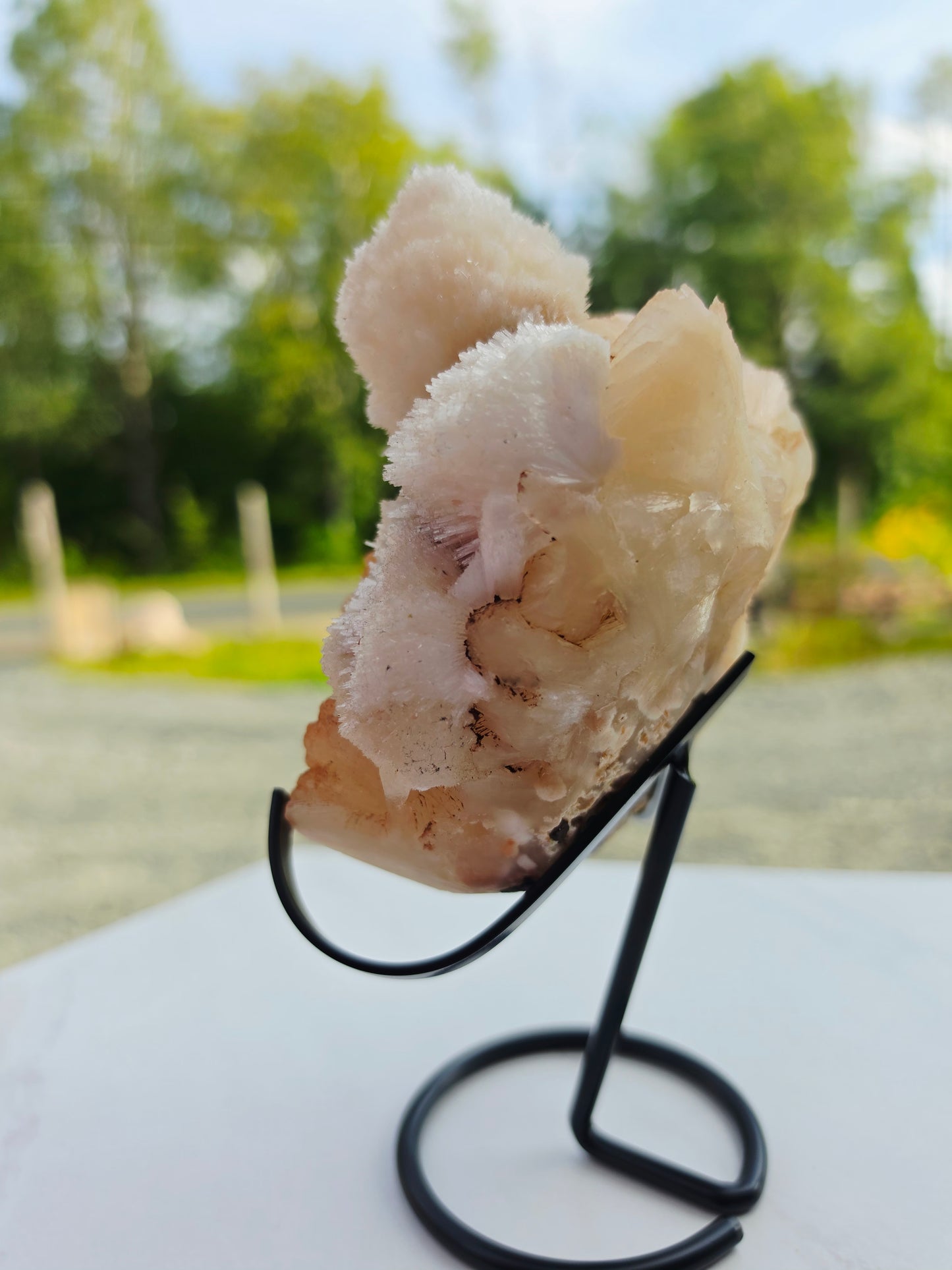 2.14lb Scolecite / Mordenite on Stilbite Specimens with Stand From India