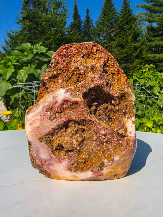 1.87 lbs Druzy Pink Amethyst Agate Crystal Mineral Specimens 13x10cm