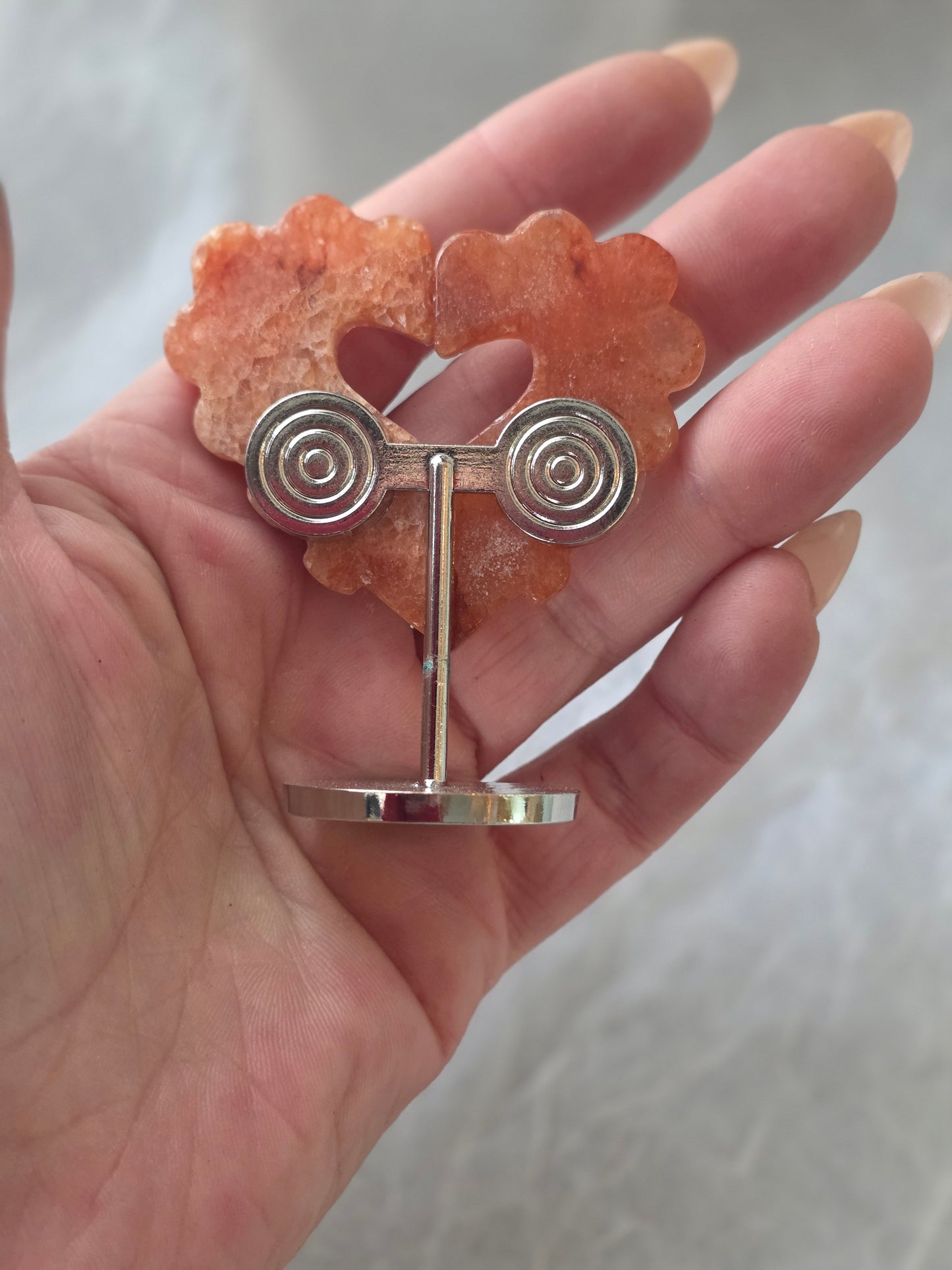 Fire Quartz Small Heart Carving on Stand