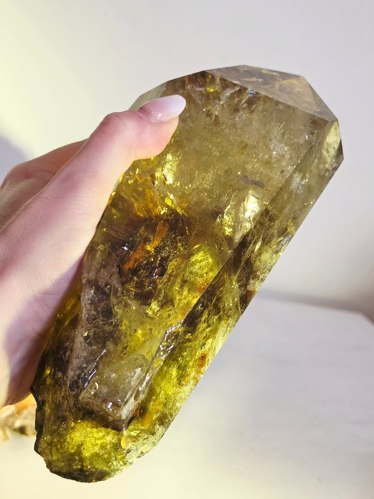 Citrine Crystal Quartz Raw Point with Wood Base 2kg