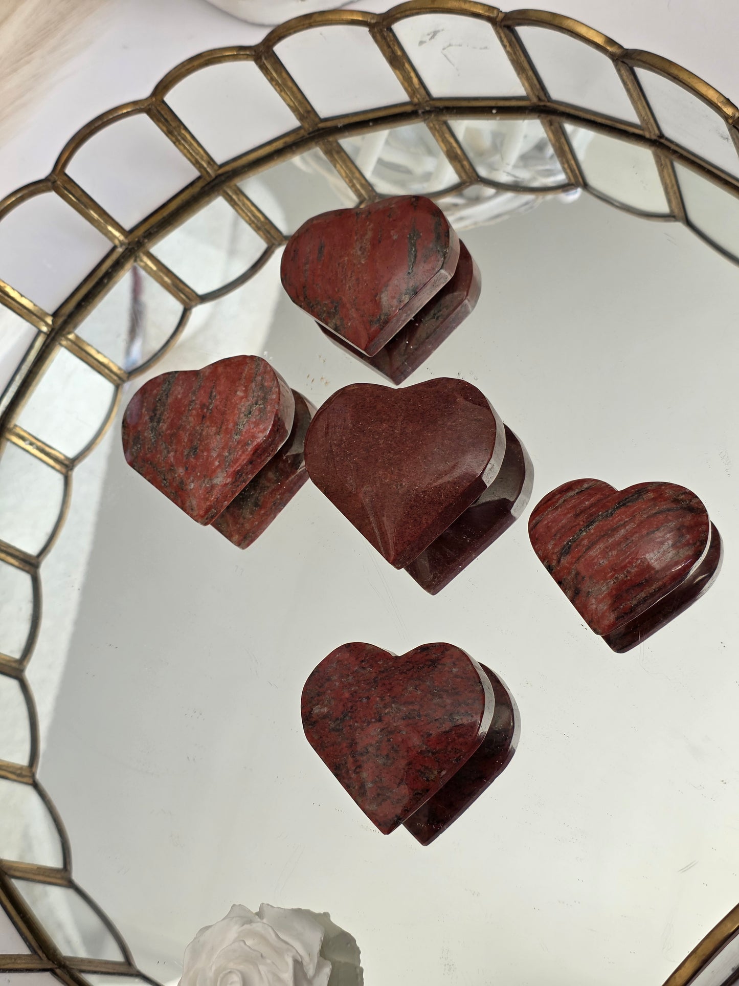 Mix Heart & Star Red Jasper Hematite Stones Carving 1 lbs