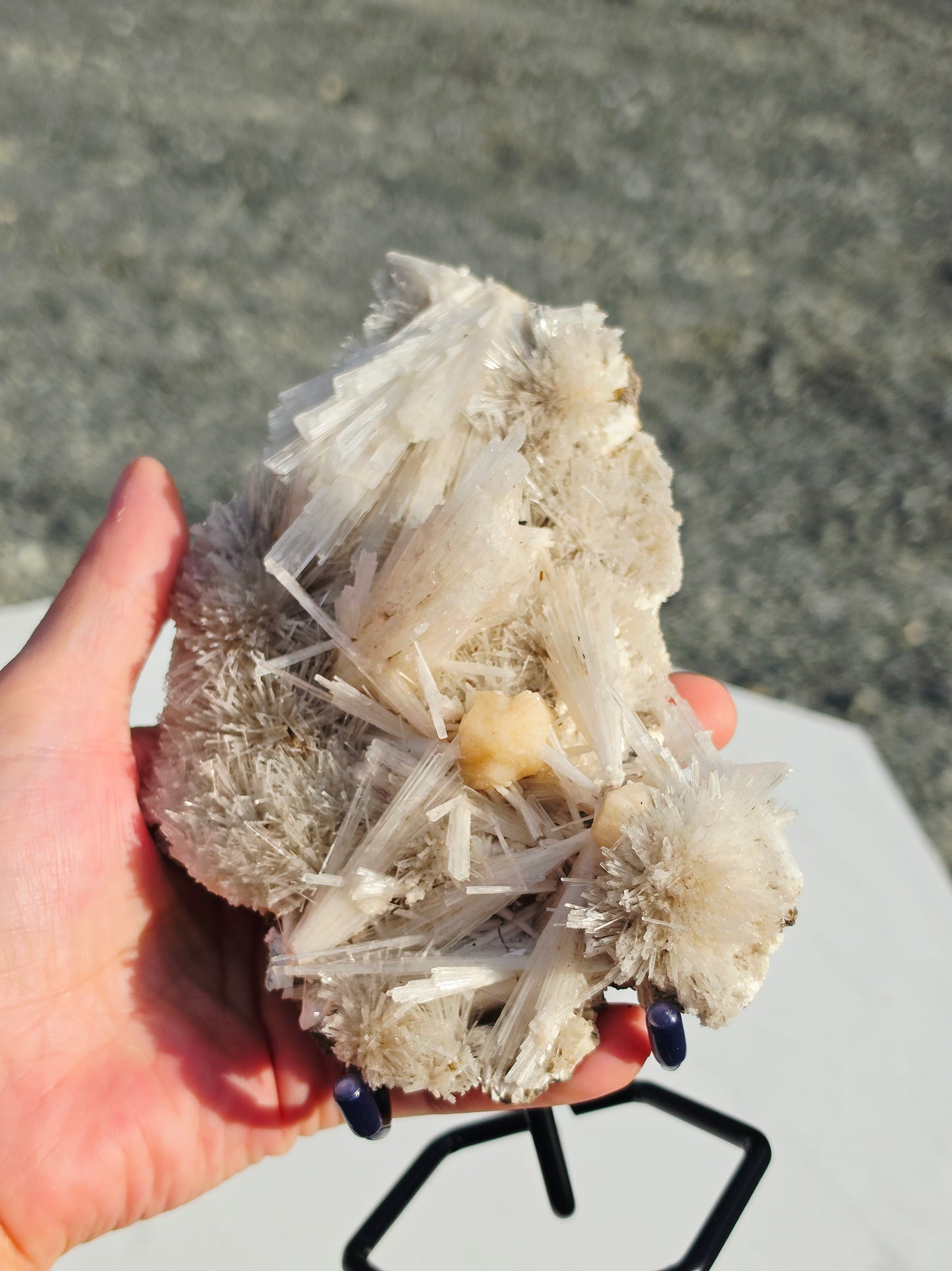 0.92 lb Scolecite Cluster on a Stilbite matrix with Stand From India