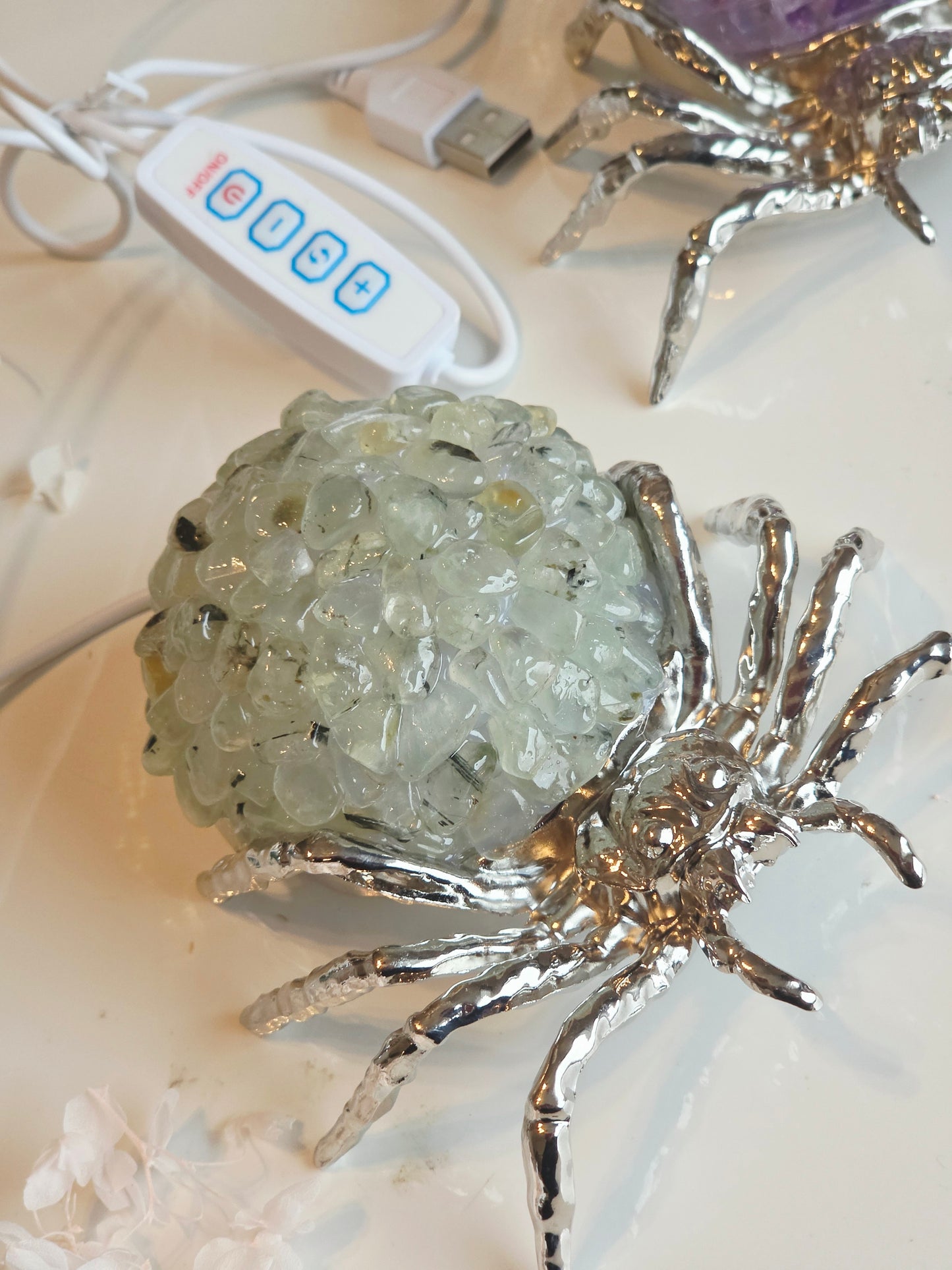 2 Crystal Spider Lamp Rock Chips bundle
