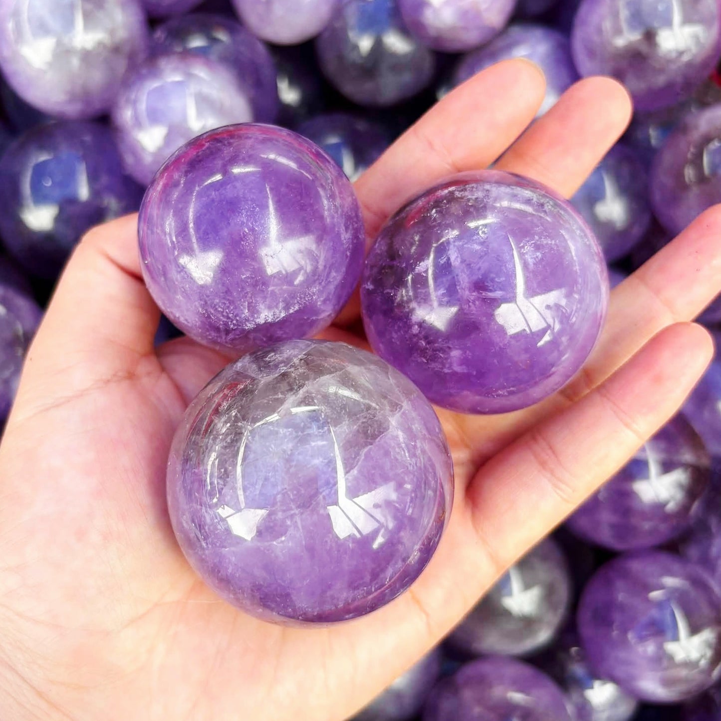 1kg Premium High Grade Amethyst Spheres (3-5 Pcs) - Deep Purple Wholesale Lot