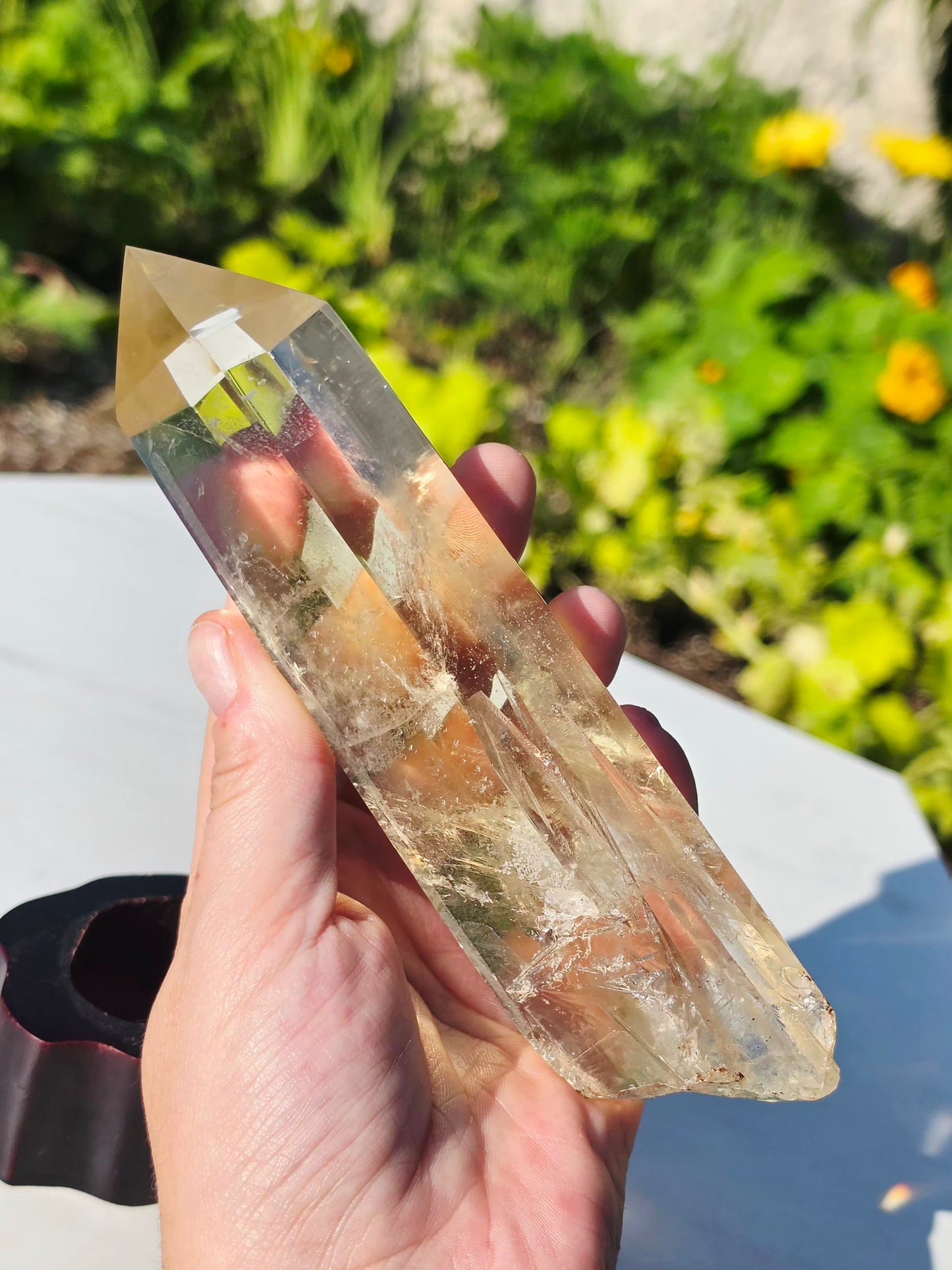 0.44kg Citrine Crystal Quartz Point Mineral With Stand High Grade 16.5cm tall