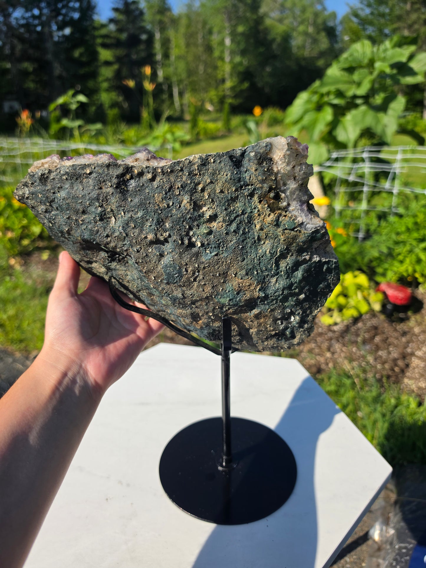 8.82 lbs Amethyst Slab Crystal Mineral With Stand Collectors Minerals 26×19cm