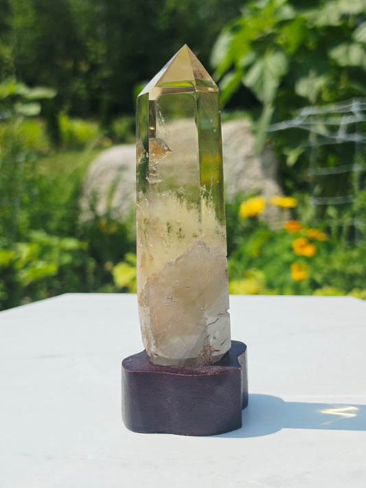 Natural Citrine Quartz Point On Stand 360grams High Quality Uncut Base