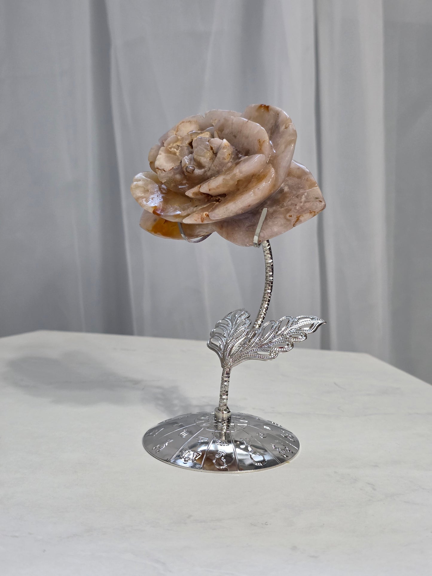 Flower Agate Carving on stand