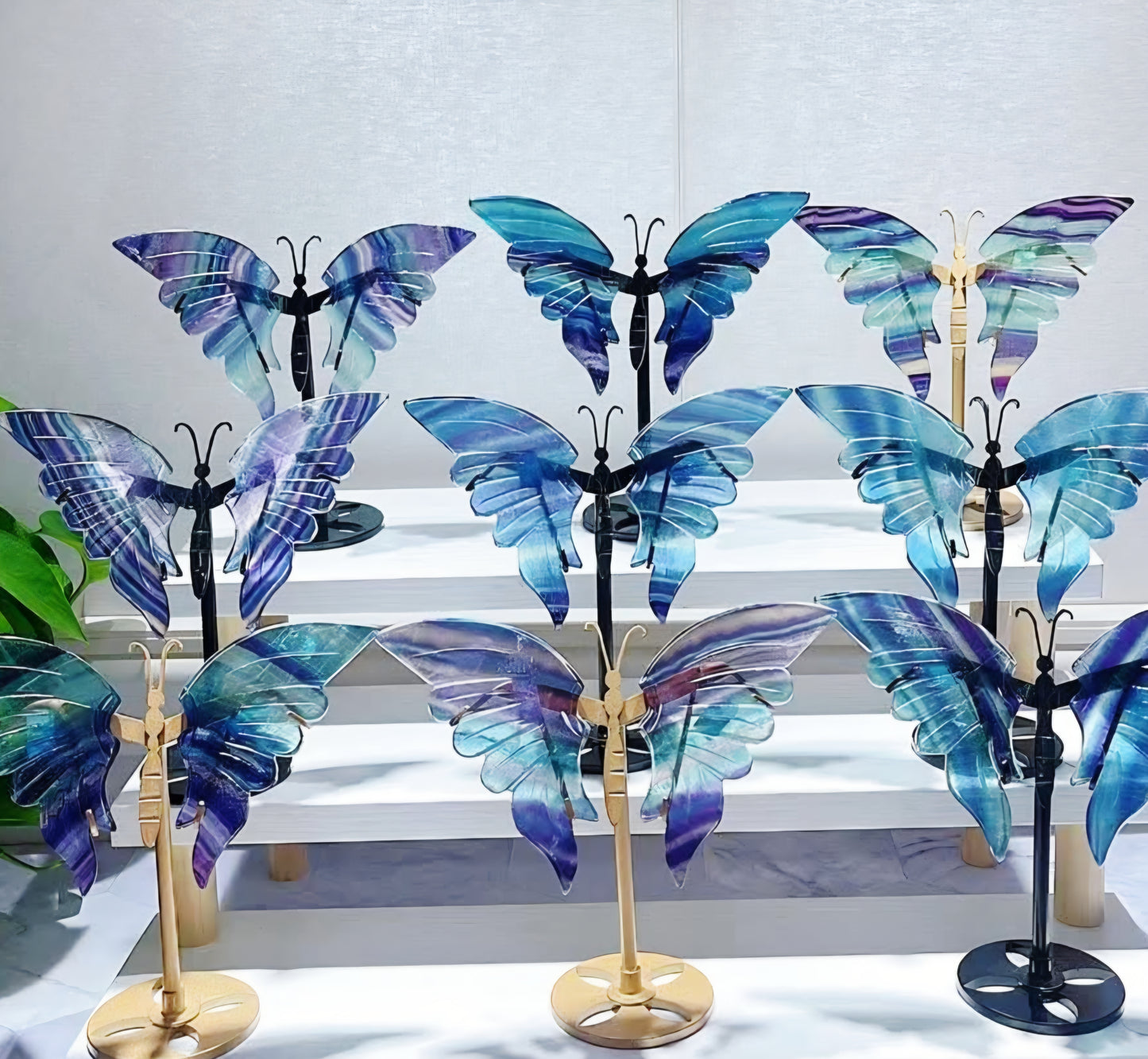 Butterfly Wings 10 Set including Stand - Mix Material Randomly Selected Bulk Wholesale