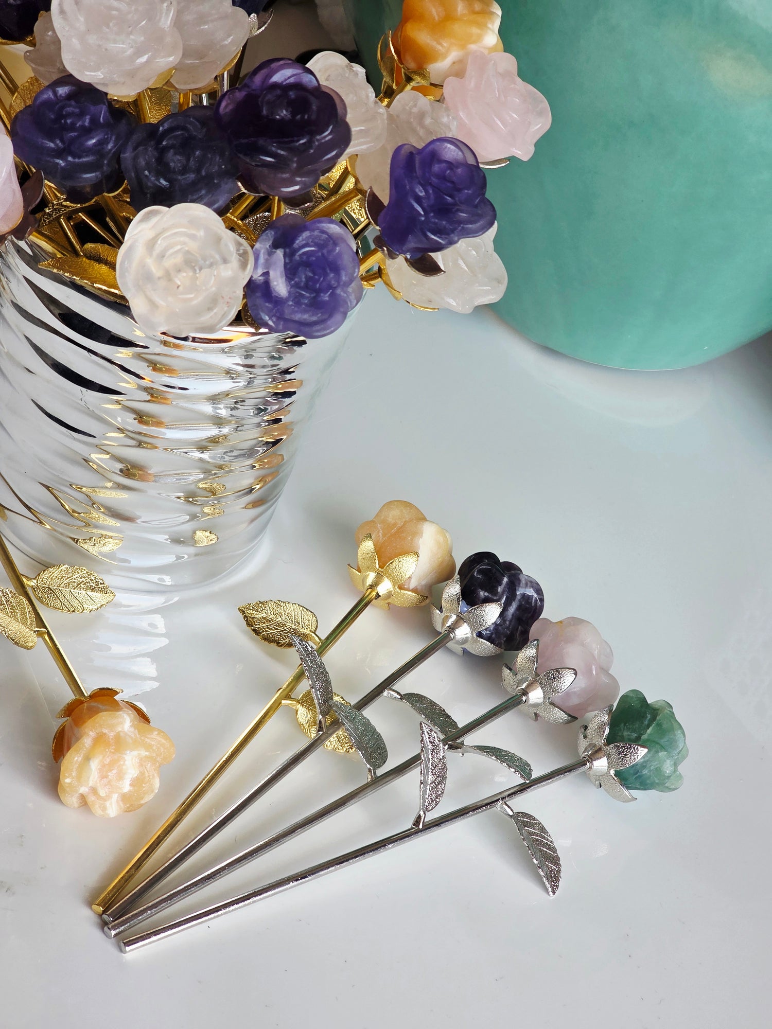 Flower Carving on Metal Stems
