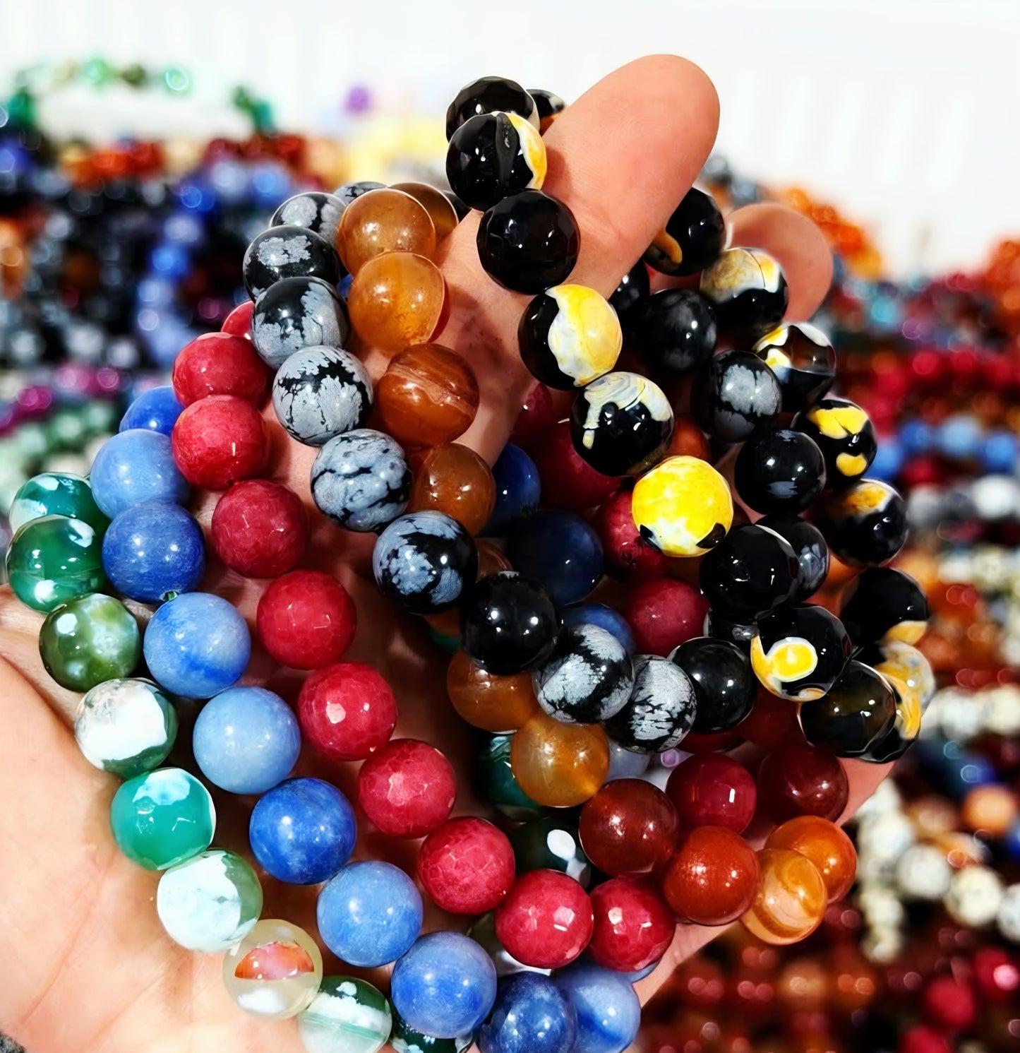 Mix Natural real stone bracelets 1kg 43-48 pieces