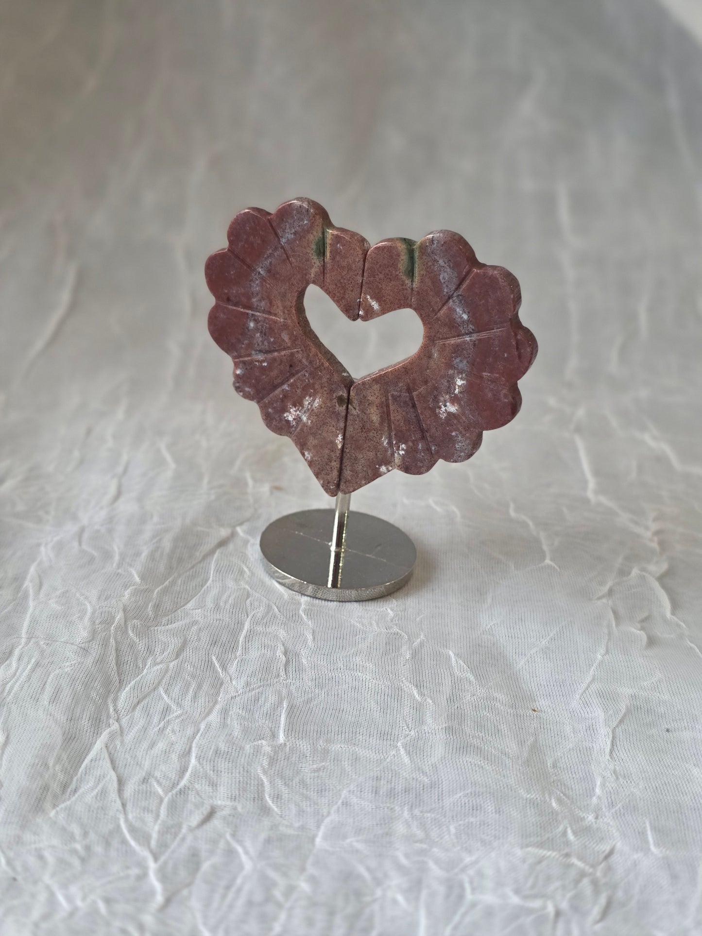 Strawberry Quartz Heart Small Carving on Stand