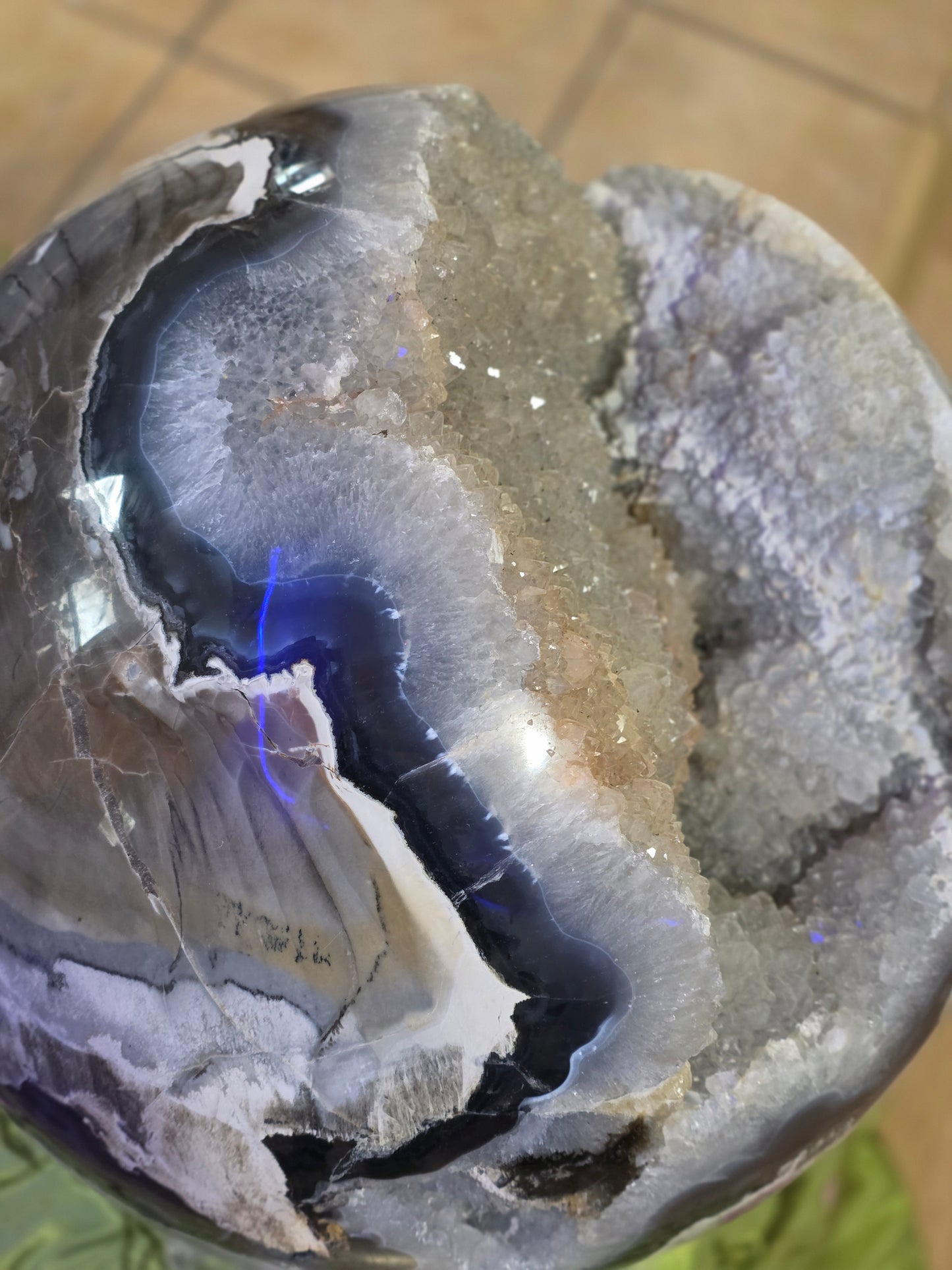 Volcano Sphere 203 lbs UV reactive Druzy Geode Statement piece High Grade Collectable 93kg