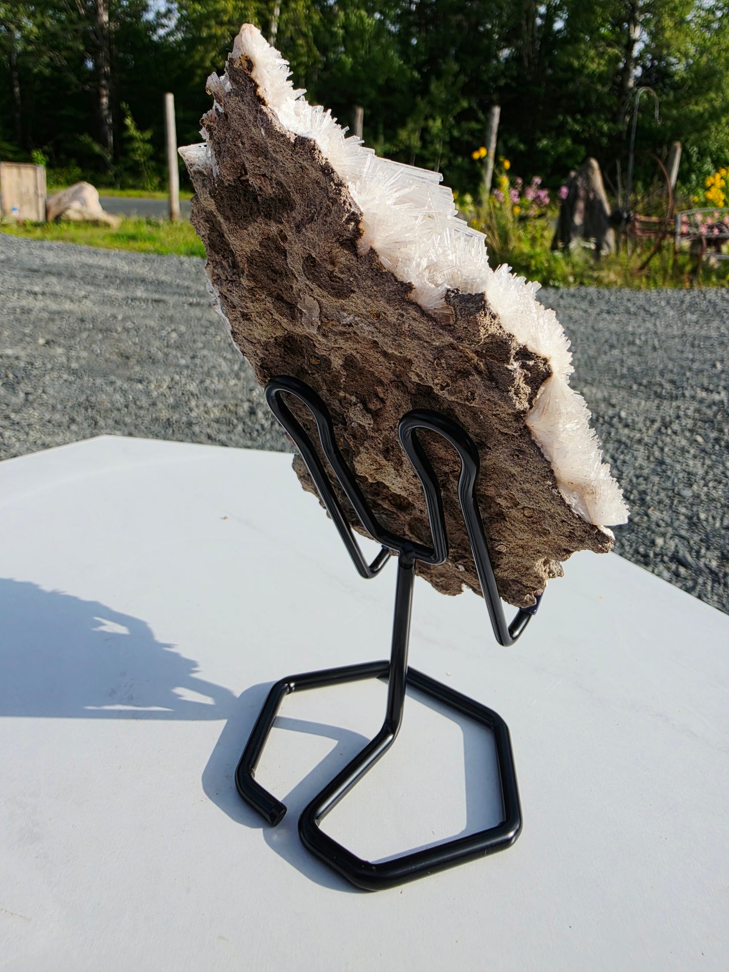 0.92 lb Scolecite Cluster on a Stilbite matrix with Stand From India