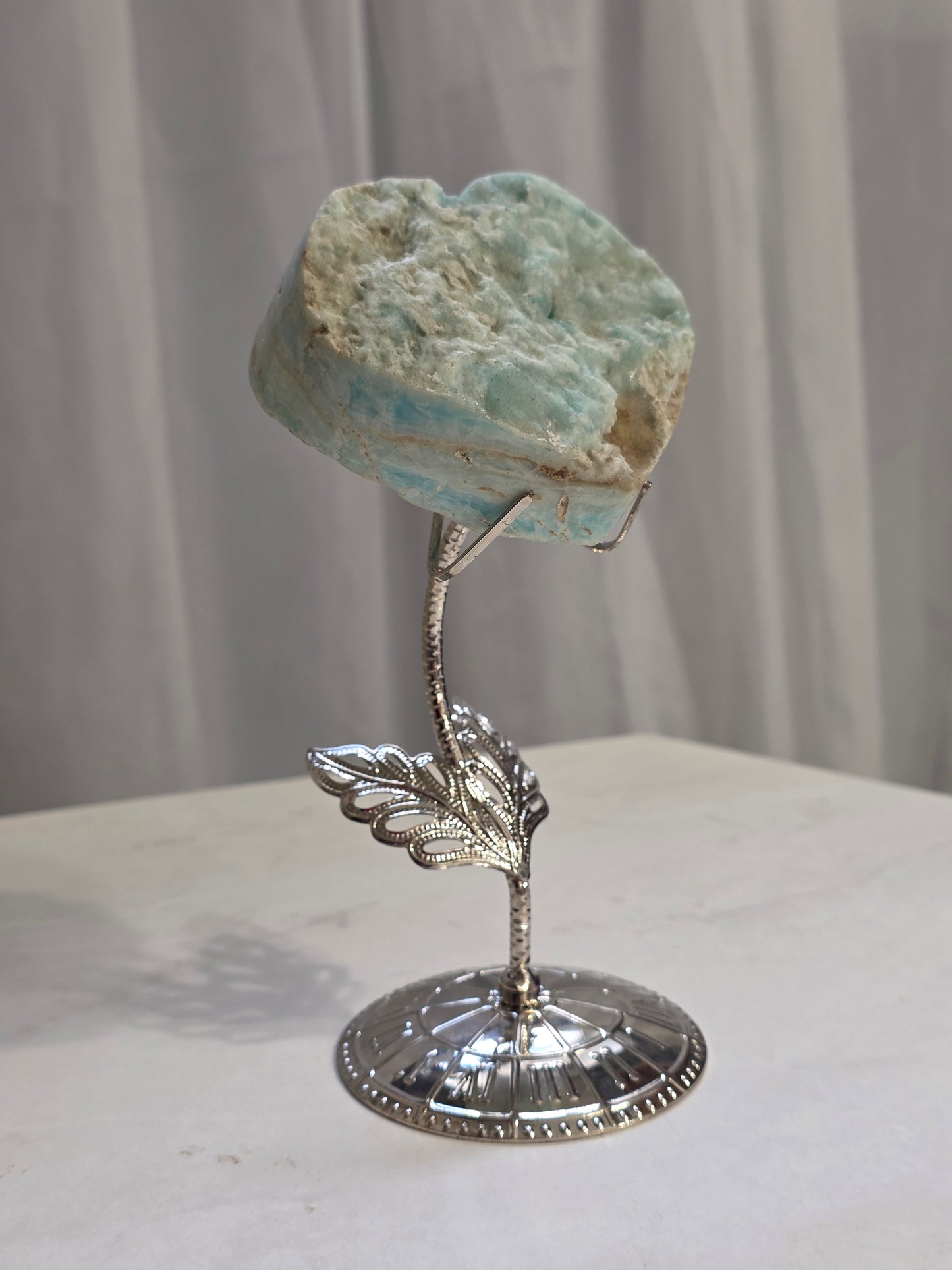 Aragonite Heart Carving on Stand Medium Size