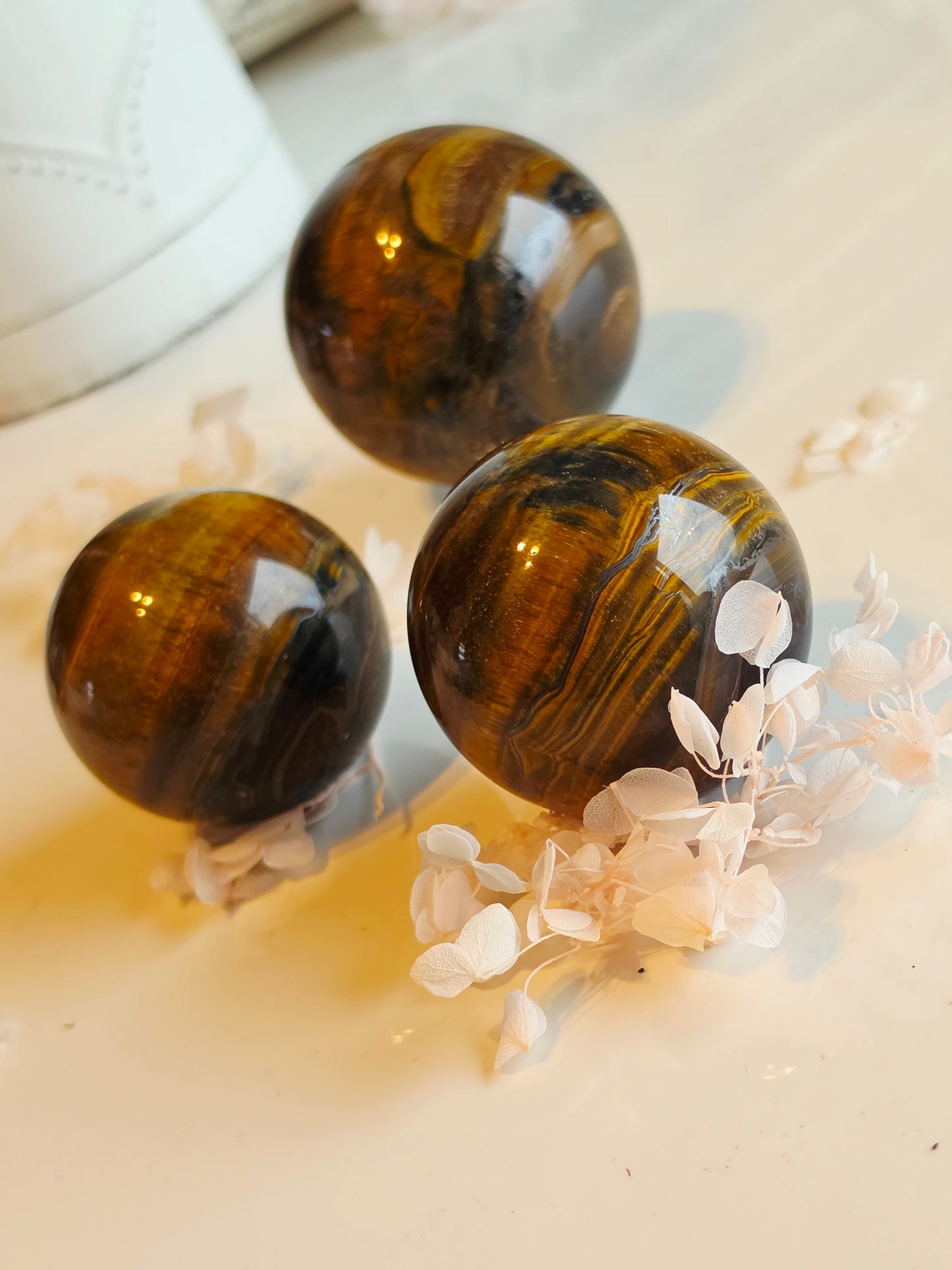 Set of 3 Tiger eyes Sphere Wholesale Medium Size