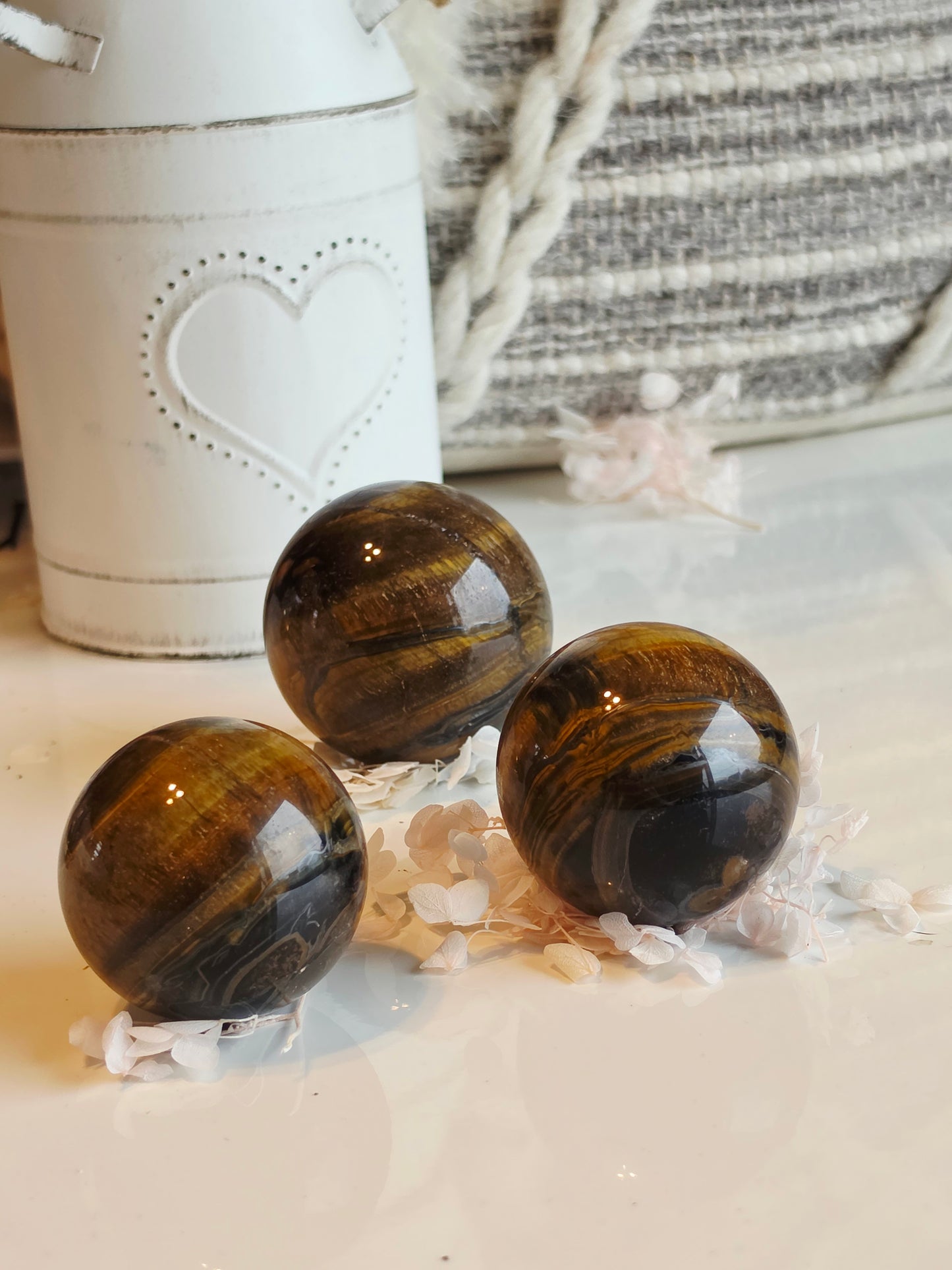 Set of 3 Tiger eyes Sphere Wholesale Medium Size