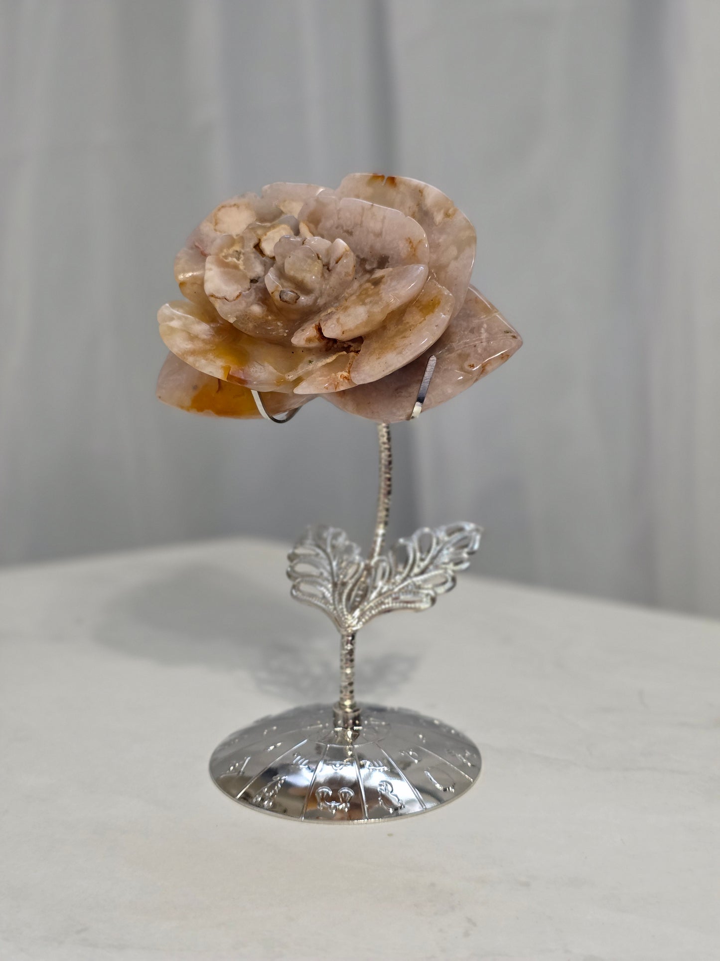 Flower Agate Carving on stand