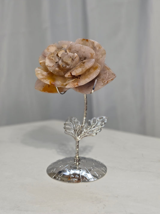 Flower Agate Carving on stand