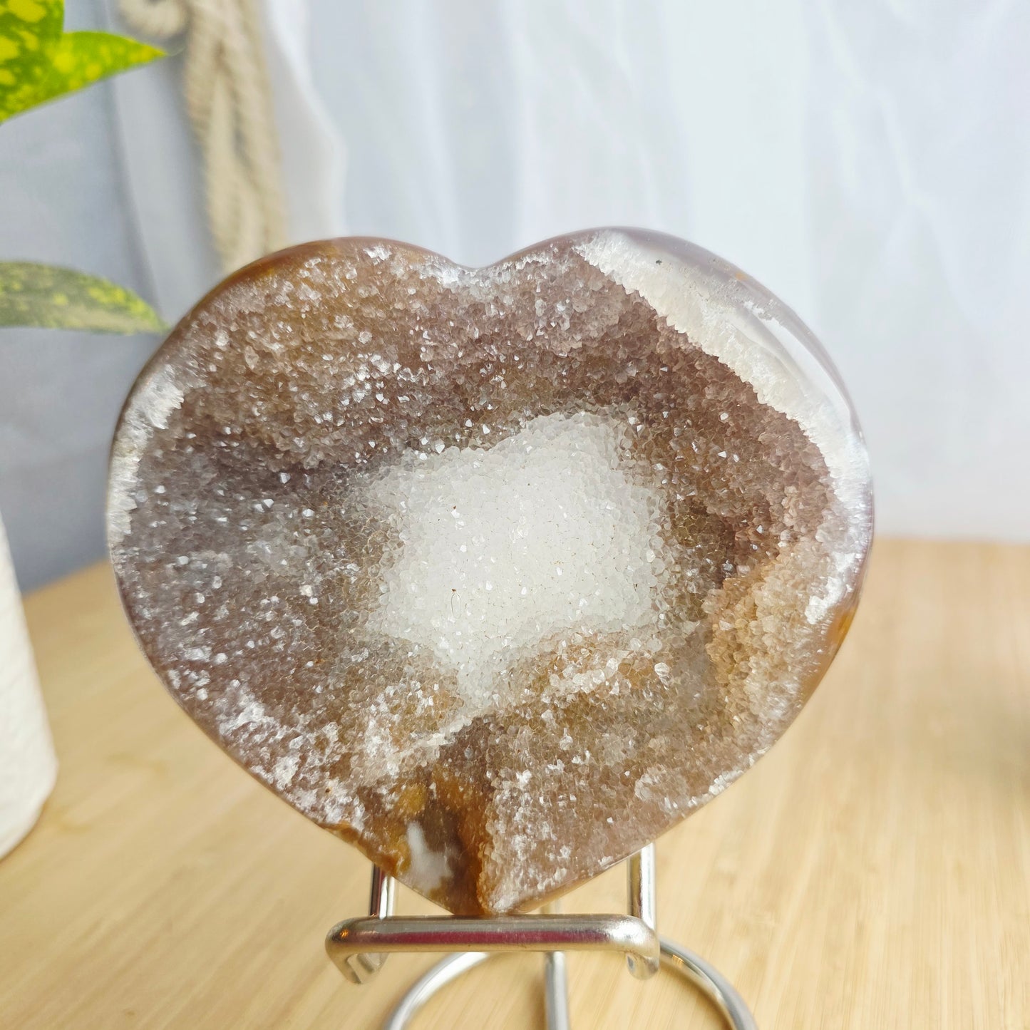 Amethyst Heart Shape Agate Matrix Sugar Crystal Carving Quartz