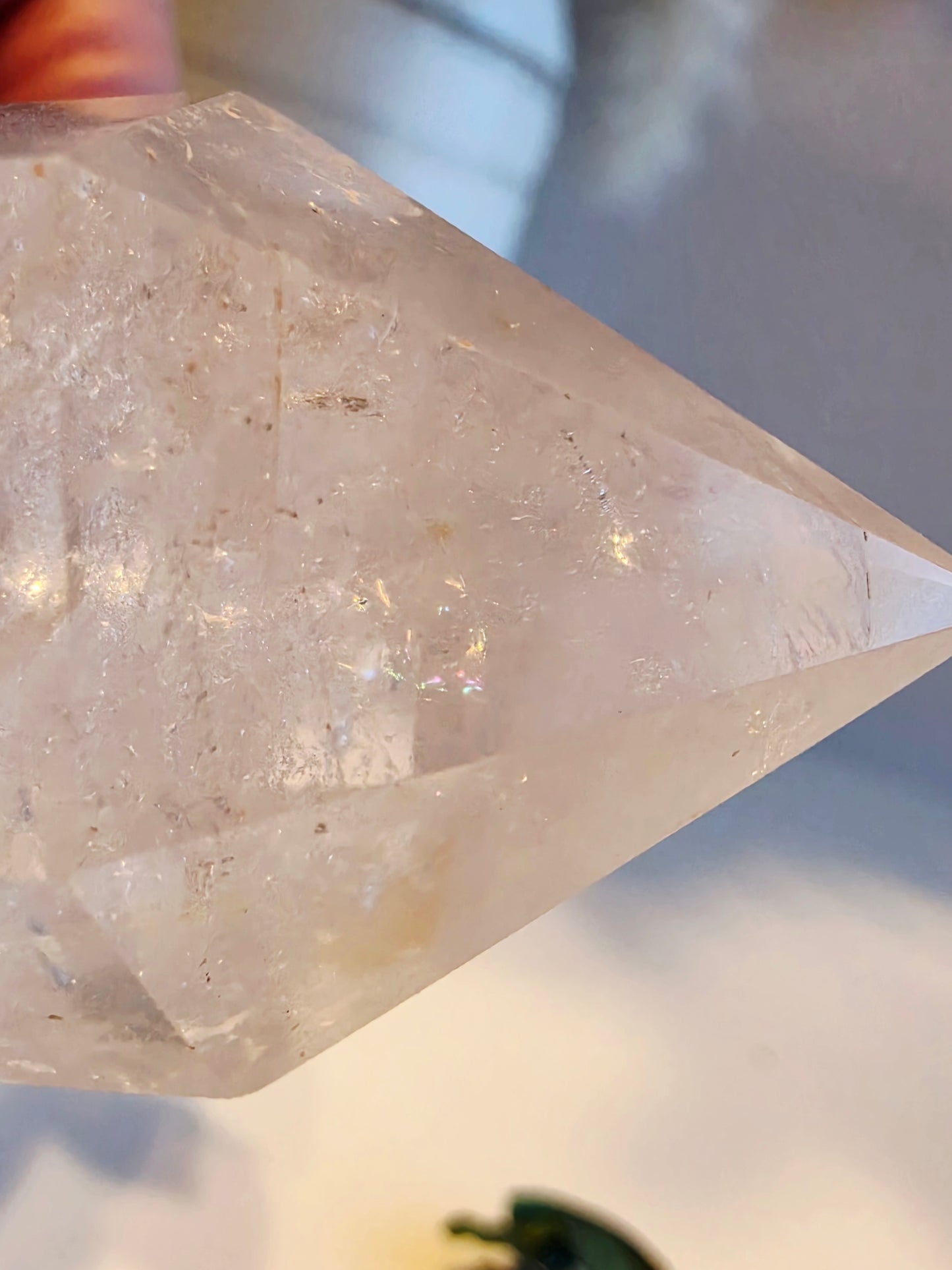 Clear Quartz Crystal Tower Rainbow Inclusions Medium Size
