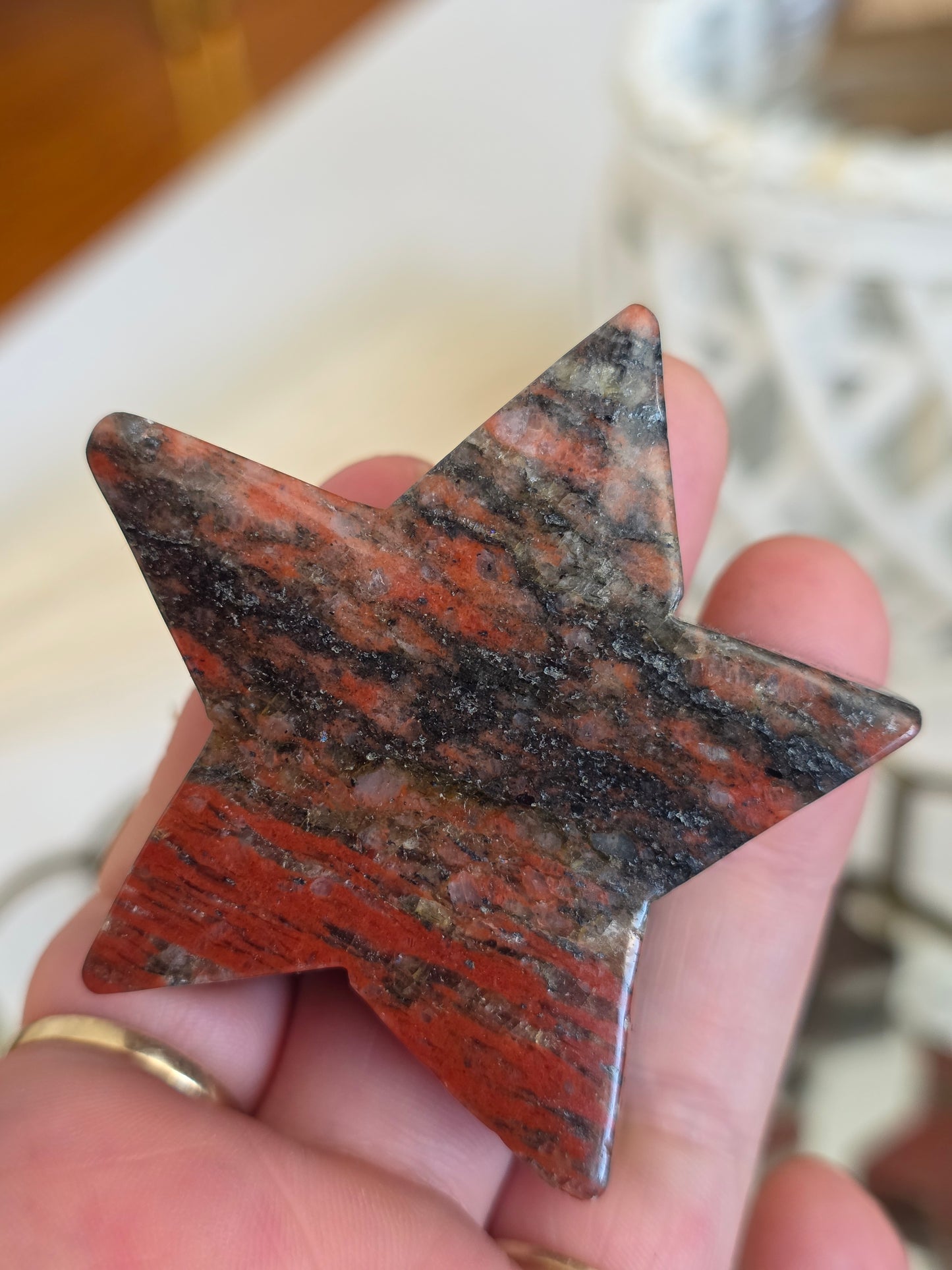 Mix Heart & Star Red Jasper Hematite Stones Carving 1 lbs