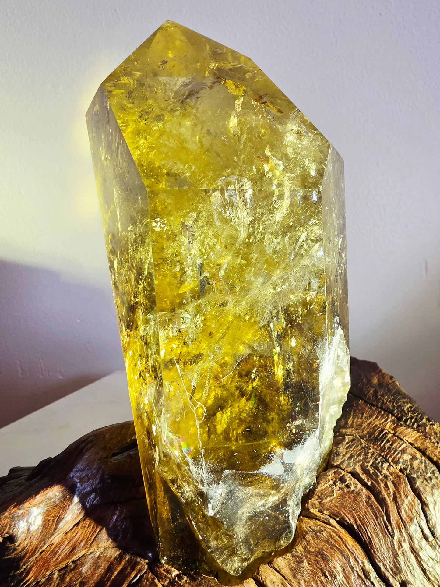 Citrine Crystal Quartz Raw Point with Wood Base 2kg
