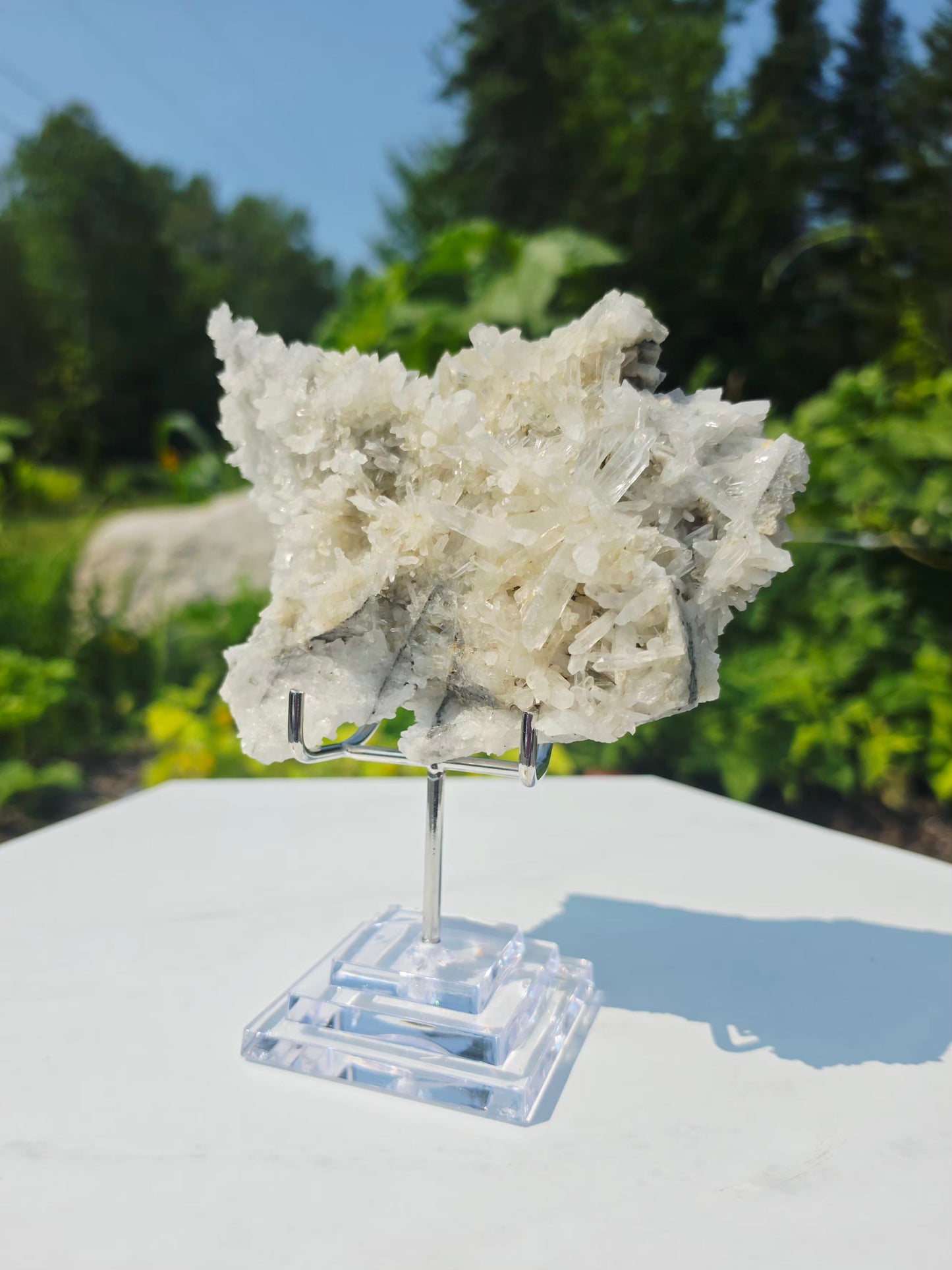 Clear Quartz Cluster 1.79lbs With Stand Crystal Raw Unpolished Natural Mineral