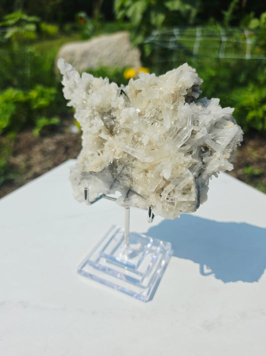 Clear Quartz Cluster 1.79lbs With Stand Crystal Raw Unpolished Natural Mineral