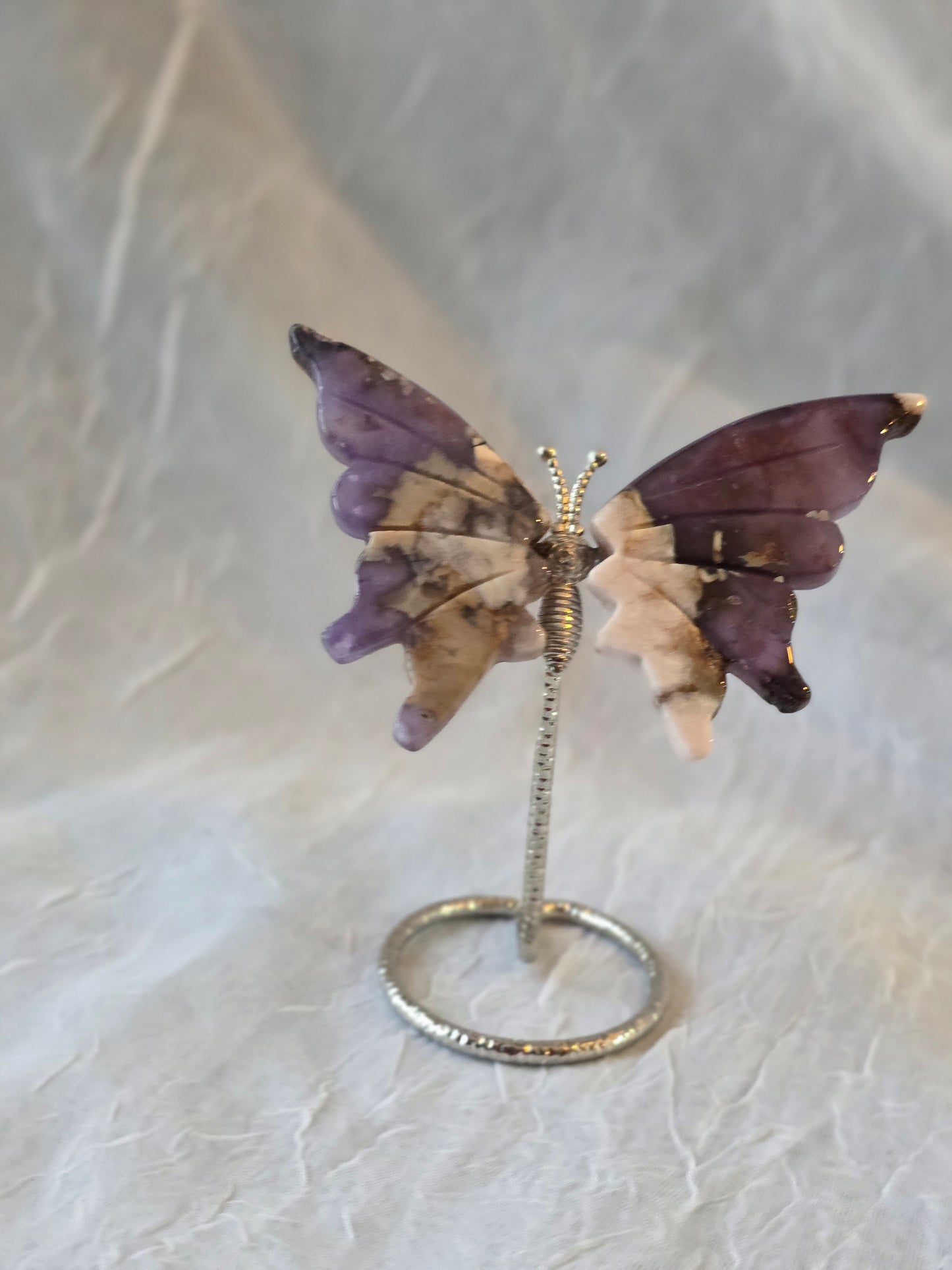 Flower Agate Butterfly Wing on Stand Small Size