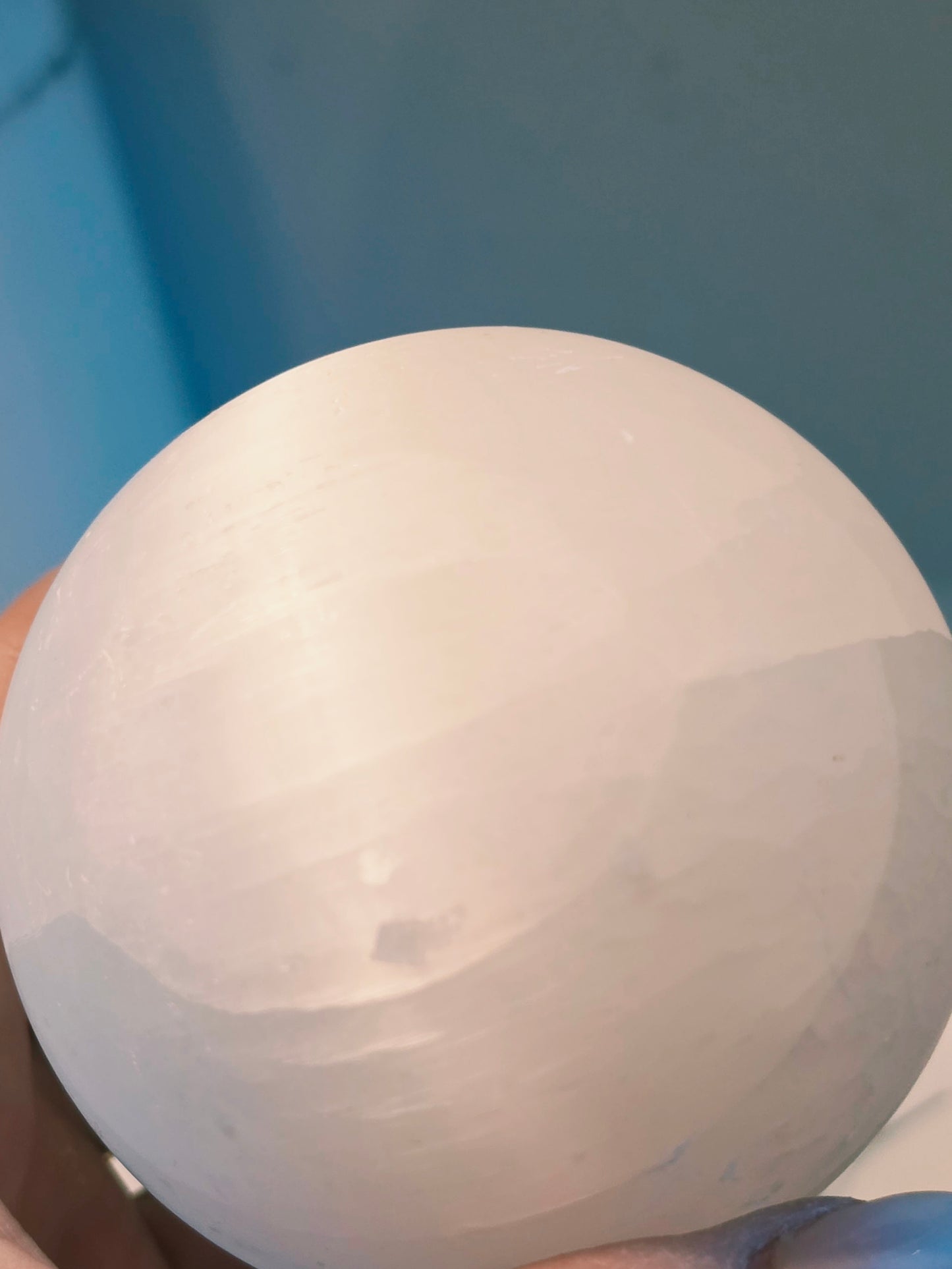 Morocco Selenite Crystal Sphere Wood Stand Medium Size