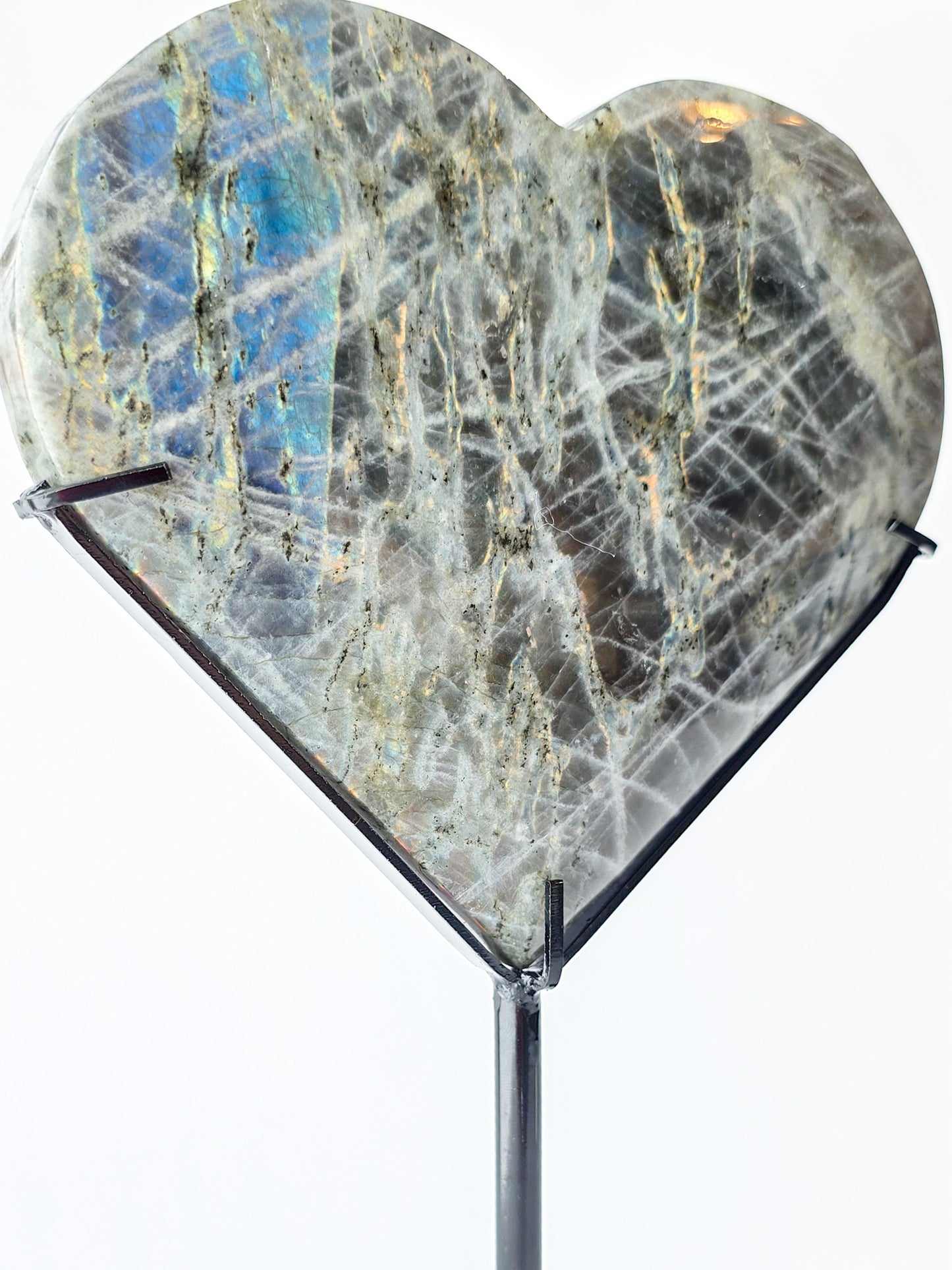 AA grade Labradorite heart Carving with stand