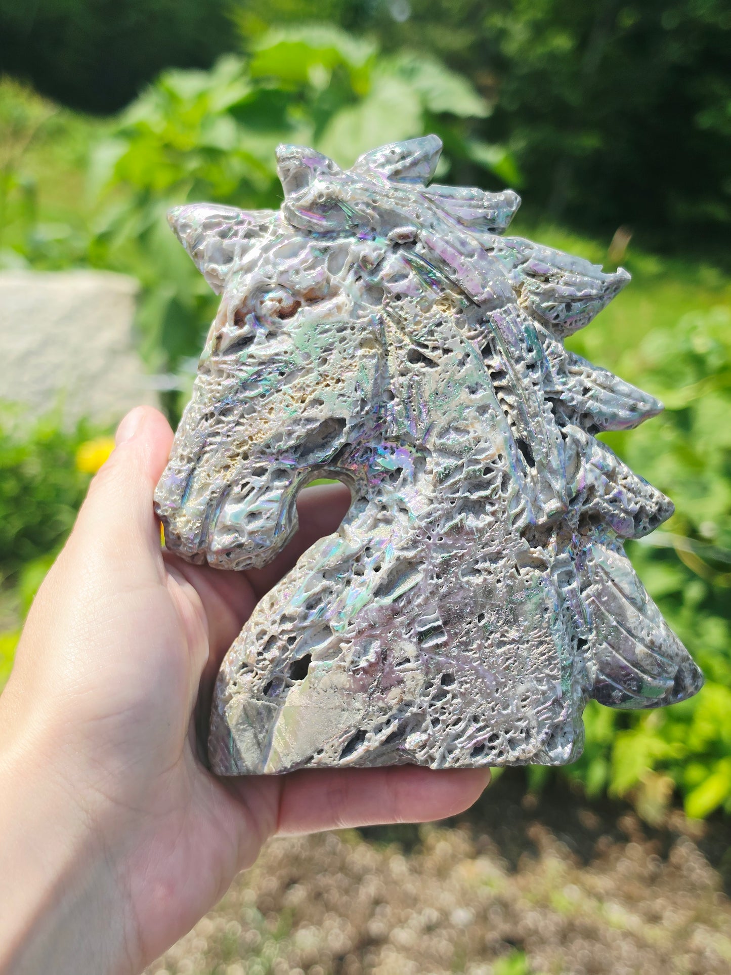 Aura Sphalerite unicorn carving 680grams Crystal Mineral