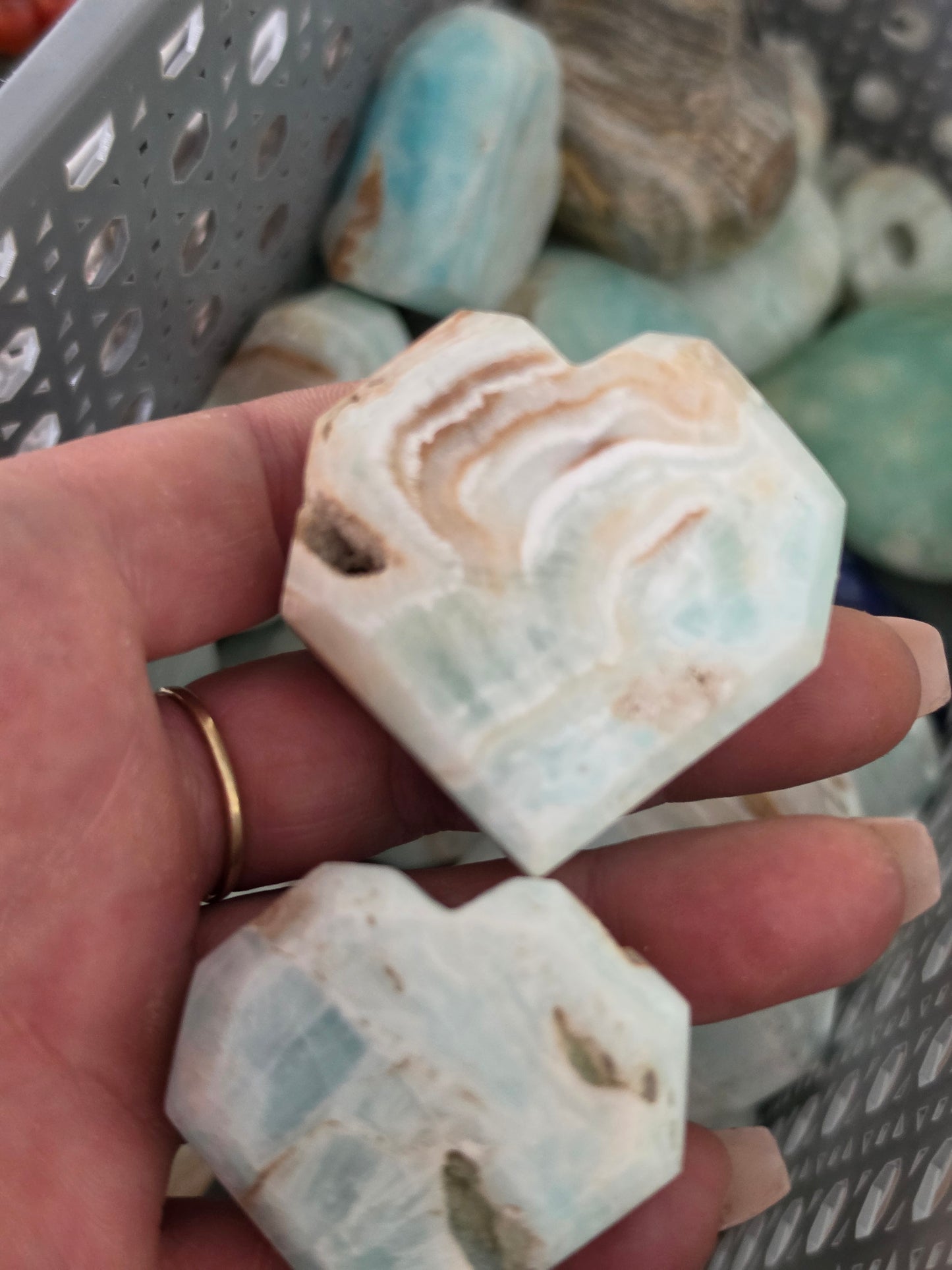 Caribbean Calcite Heart Carving From Pakistan 8 random Heart Wholesale