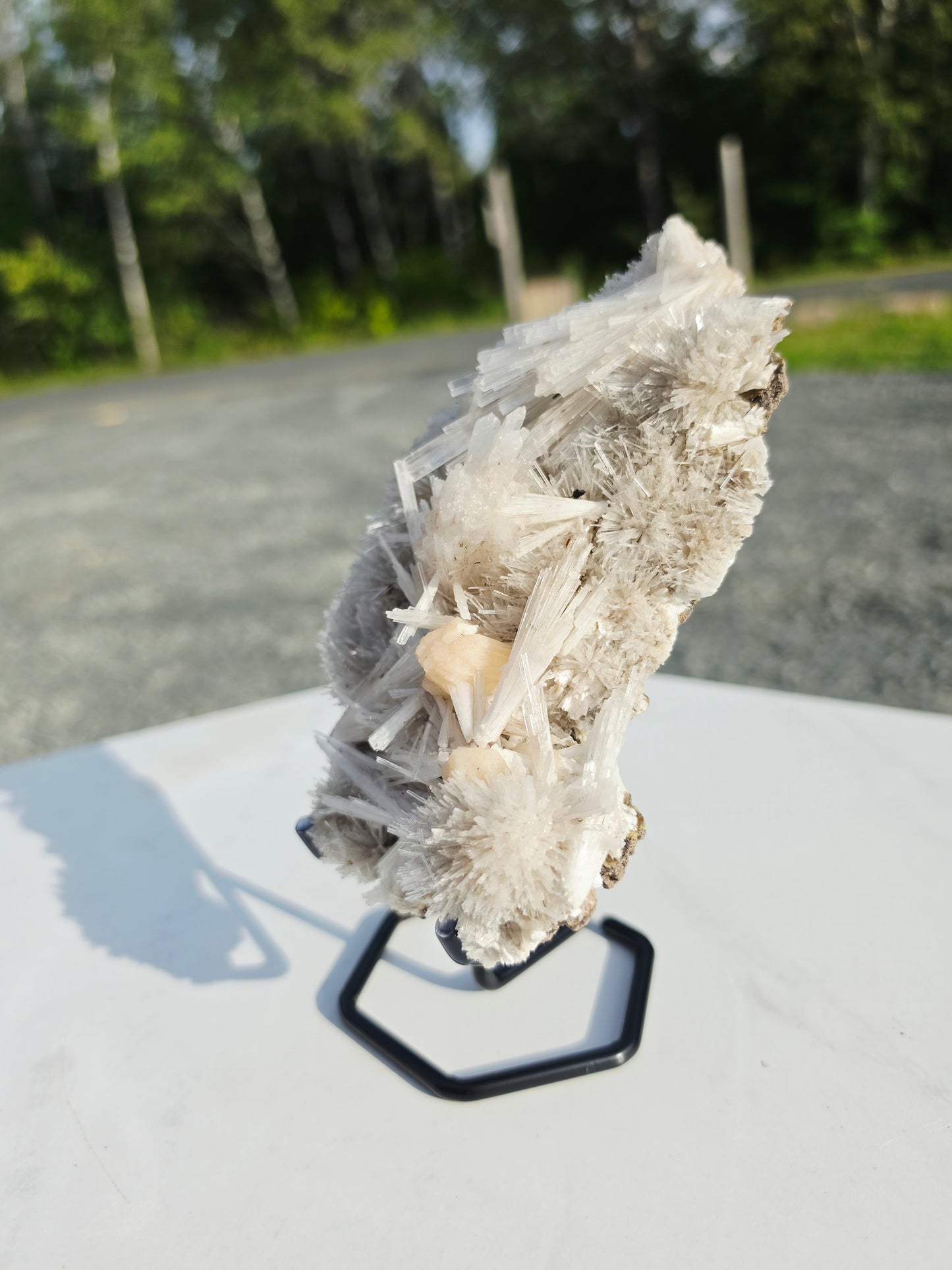 0.92 lb Scolecite Cluster on a Stilbite matrix with Stand From India