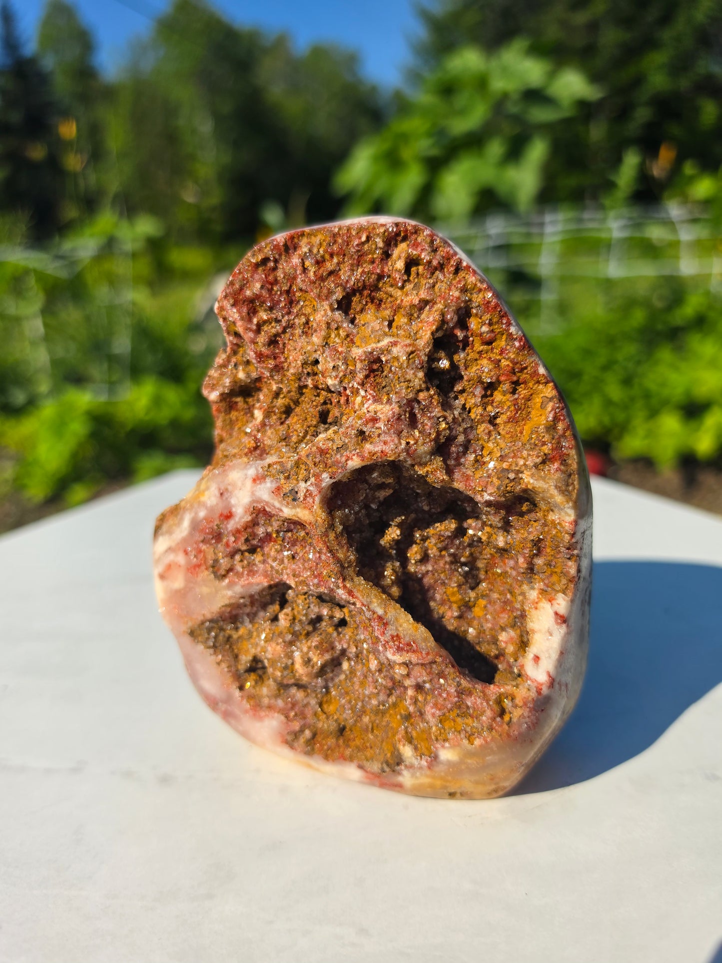 1.87 lbs Druzy Pink Amethyst Agate Crystal Mineral Specimens 13x10cm