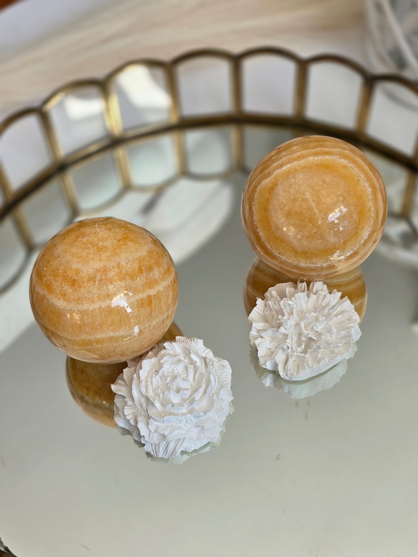 Orange Calcite sphere 1 lbs (1 sphere)