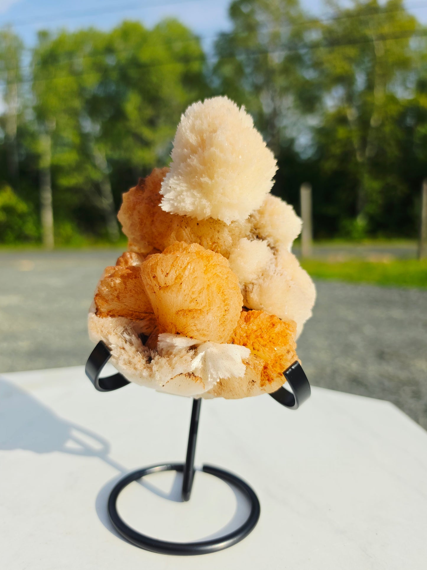 2.14lb Scolecite / Mordenite on Stilbite Specimens with Stand From India