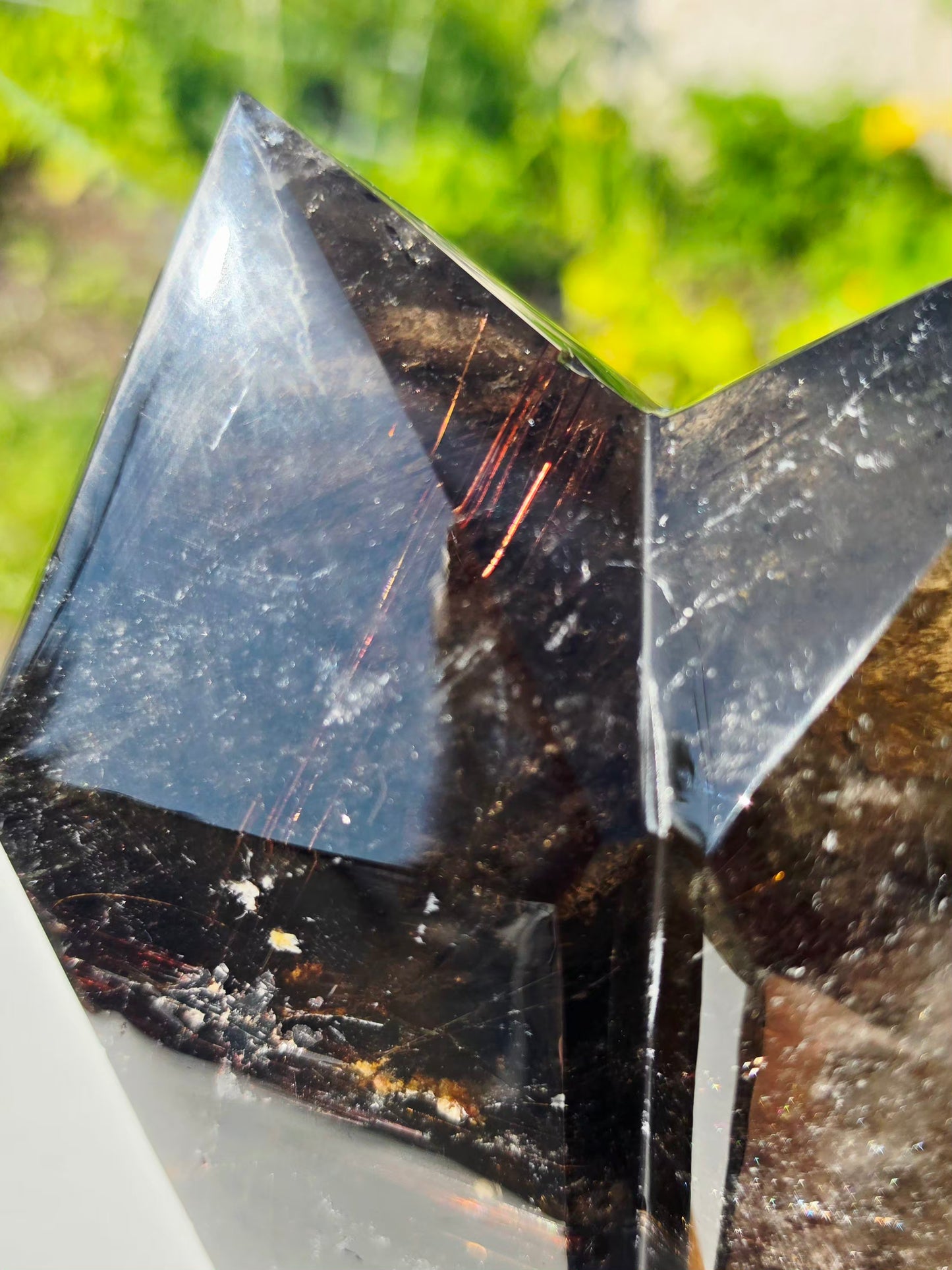 8.82 lbs Rutile Smokey Quartz Crystal With Stand Collectors Minerals 28×13cm
