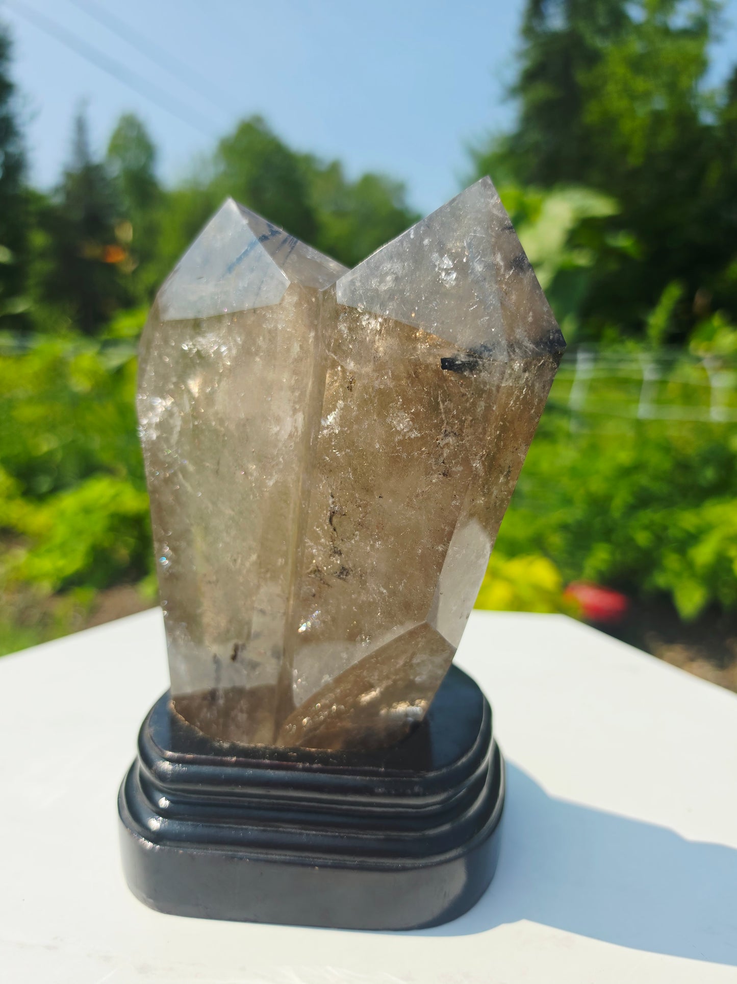 Double Points Quartz Crystal Black Tourmaline Rutile 2.20lbs Mineral
