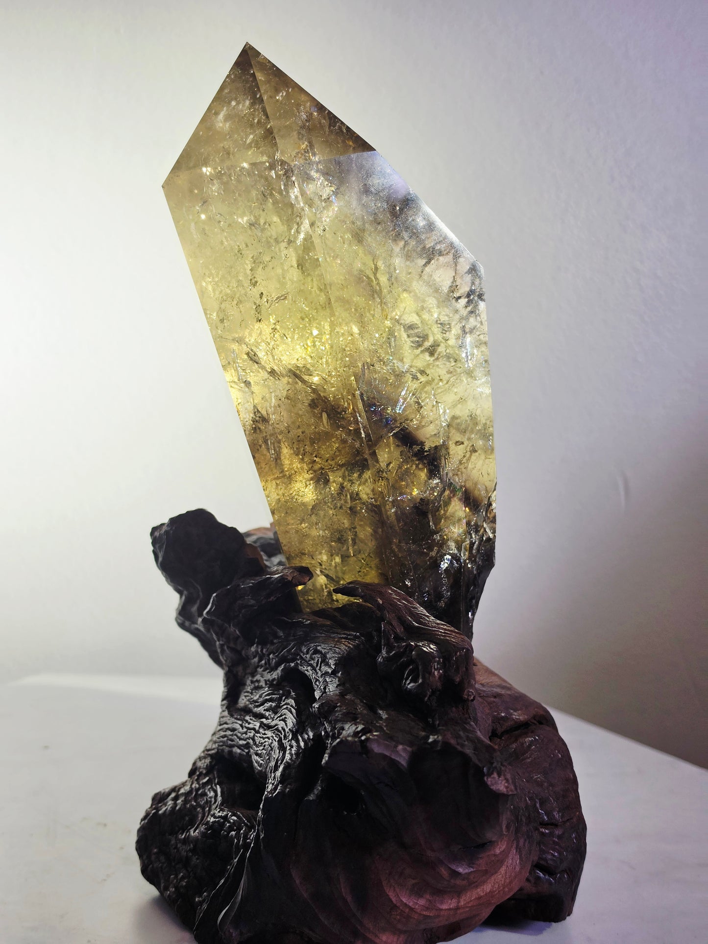 Citrine Crystal Quartz Raw Point with Wood Base 2kg