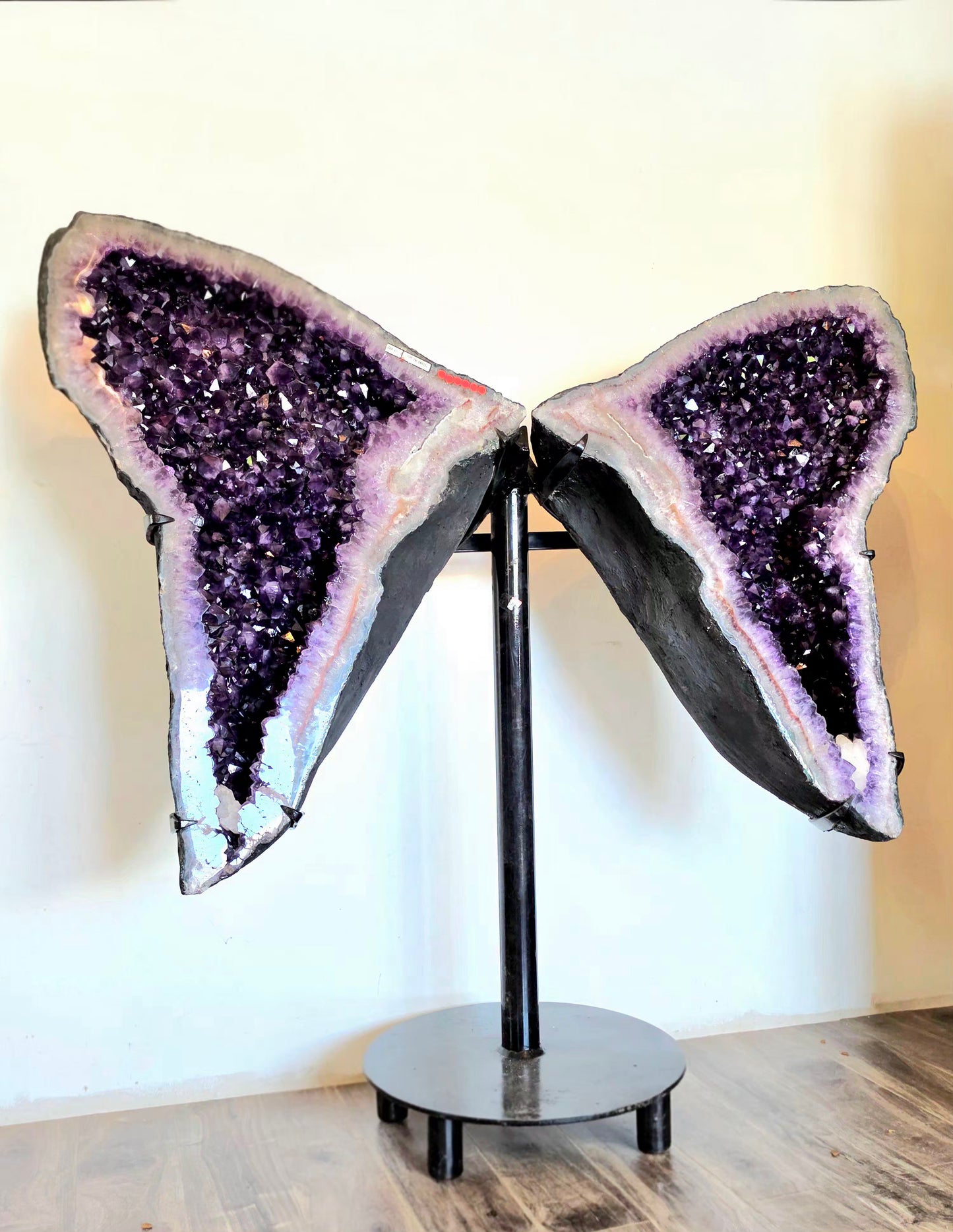 494 lbs Amethyst Wings from Brazil with Heavy Duty Custom - One of a Kind- Giant Statement Piece - Deep Purple with Calcite