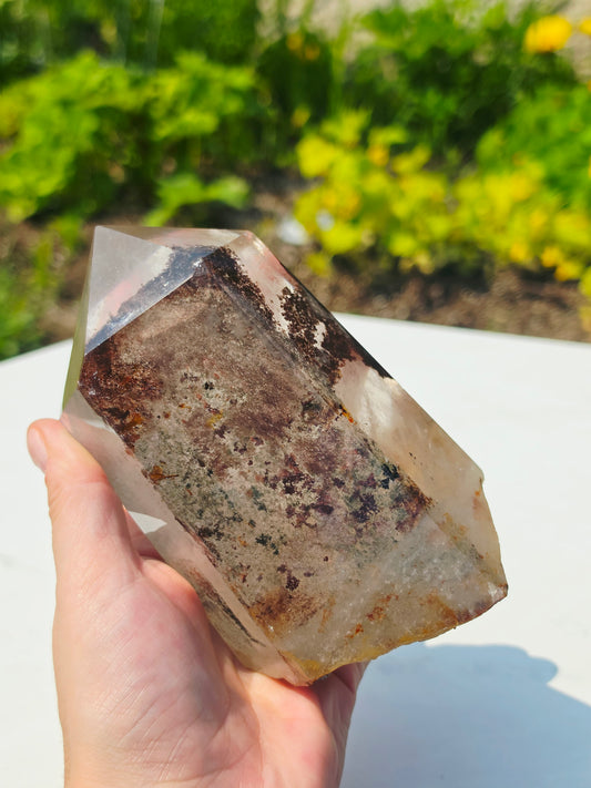 Garden Quartz Natural Point Raw Base 2.20lbs Mineral Crystal
