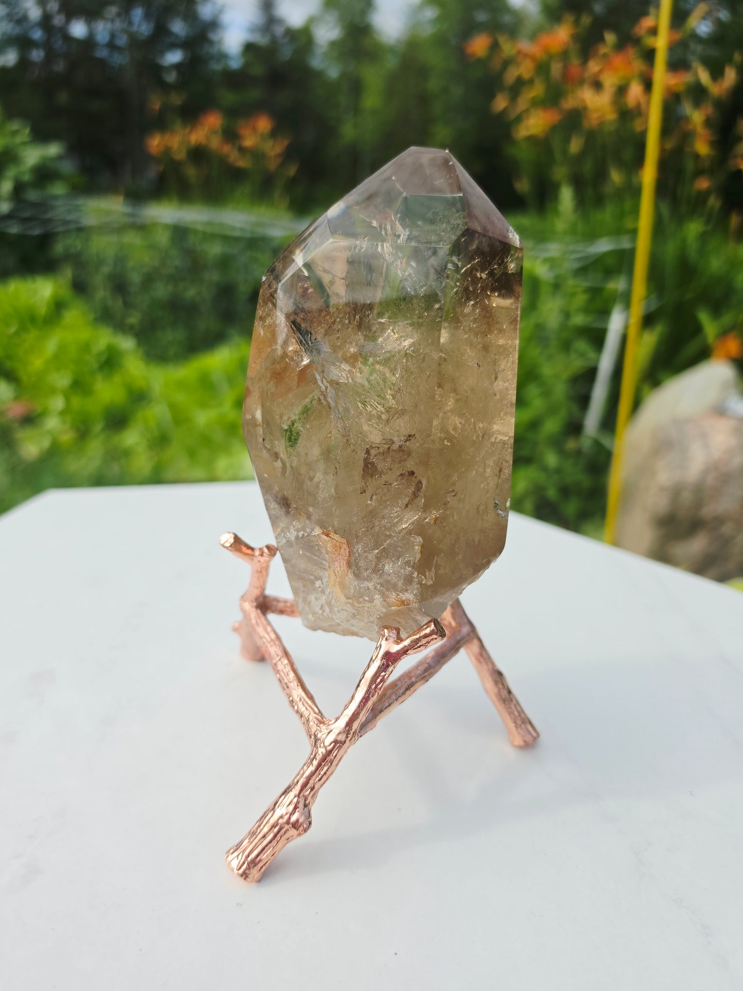 Citrine Point Raw Uncut Crystal with Stand High Quality