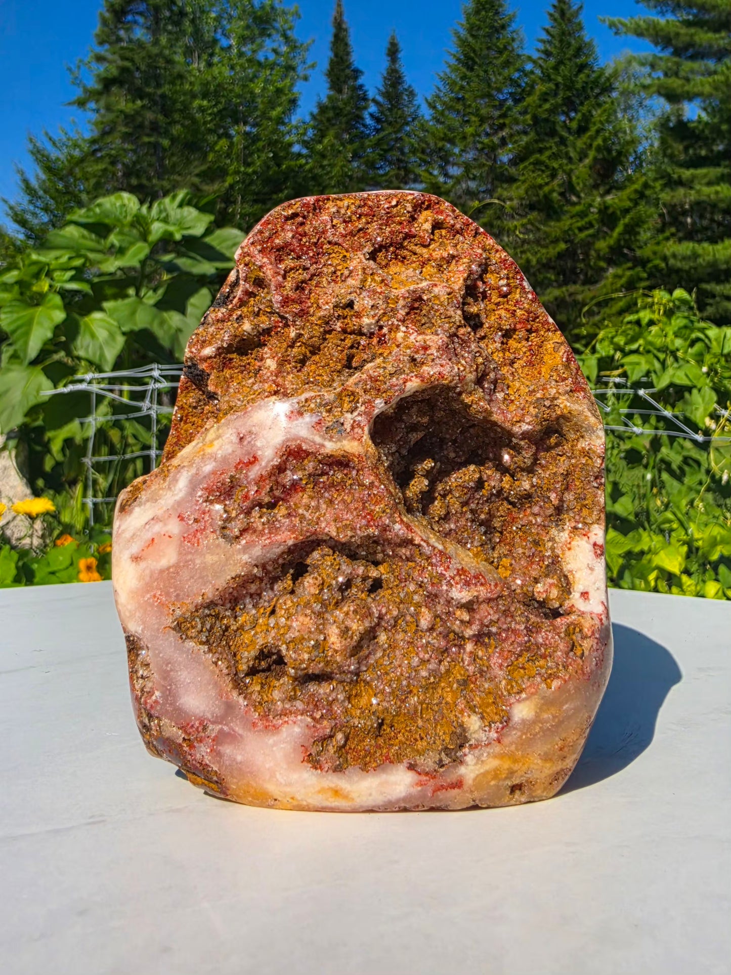 1.87 lbs Druzy Pink Amethyst Agate Crystal Mineral Specimens 13x10cm