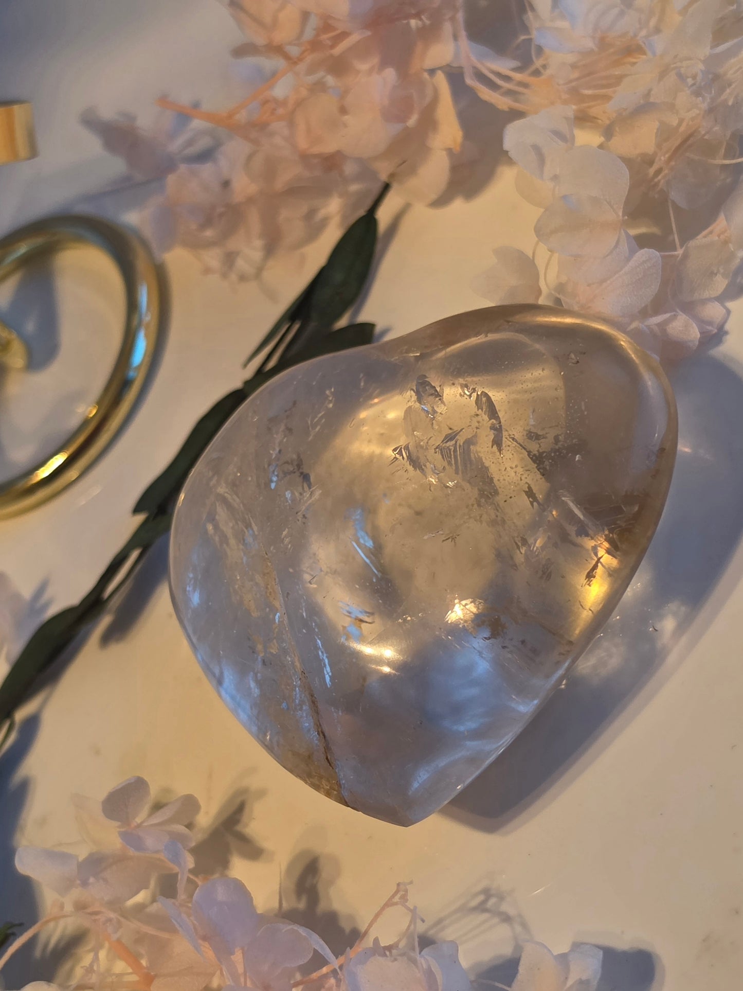 Clear Quartz Heart Carving Medium Size